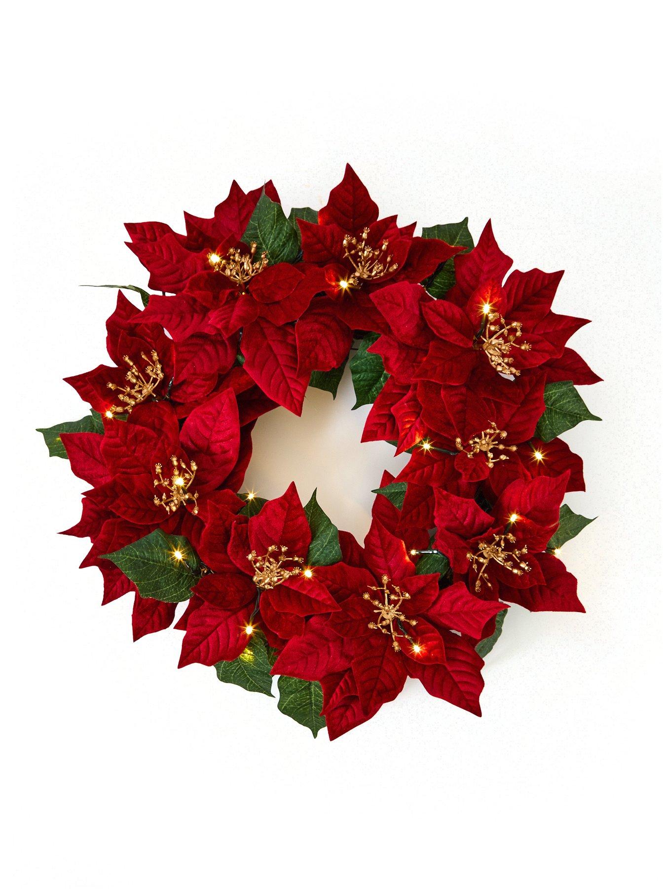 Image 3 of 4 of The Very Collection Poinsettia Red Wreath