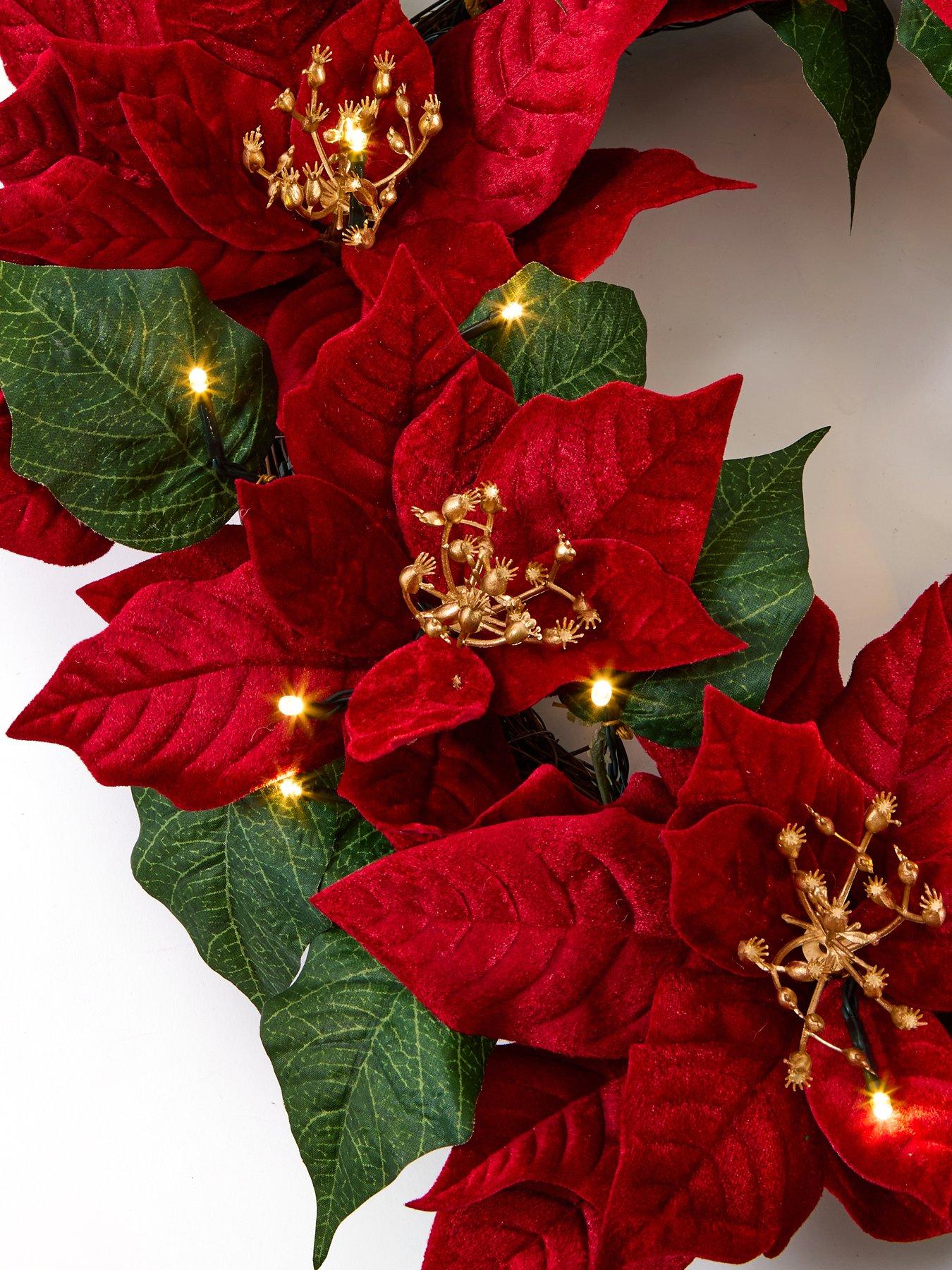 Image 4 of 4 of The Very Collection Poinsettia Red Wreath
