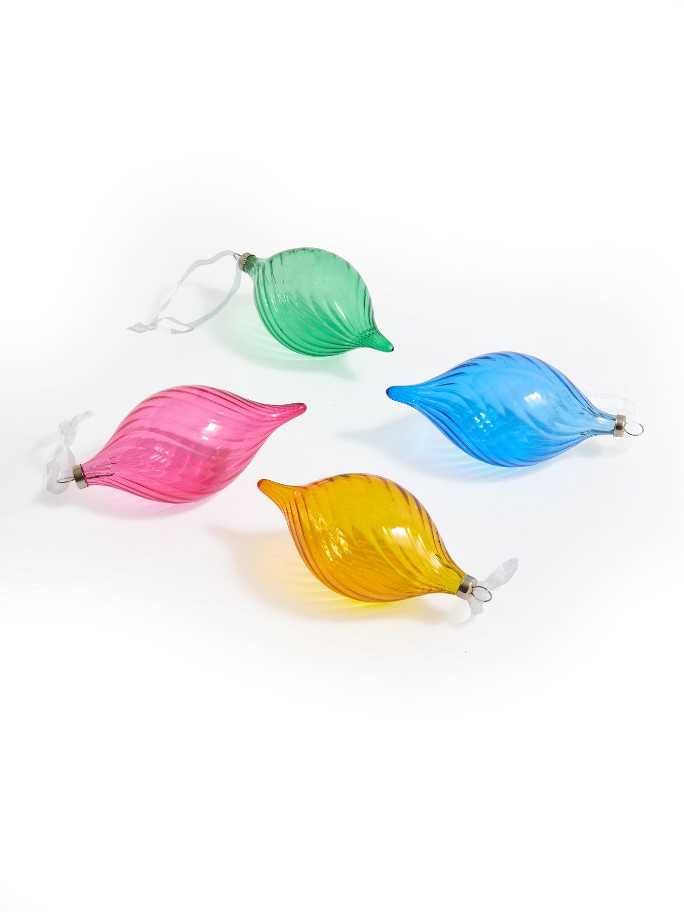Image 2 of 3 of The Very Collection Set 4 Coloured Glass Teardrop Christmas Tree&nbsp;Baubles