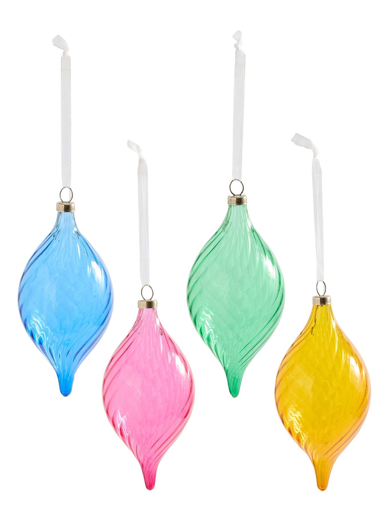 Image 3 of 3 of The Very Collection Set 4 Coloured Glass Teardrop Christmas Tree&nbsp;Baubles