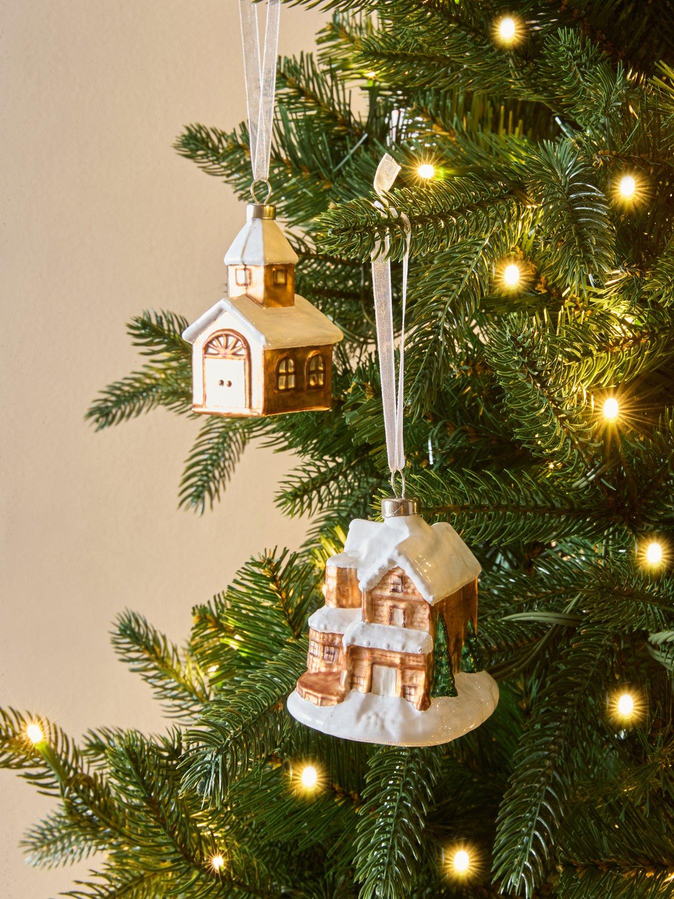 The Very Collection Set Of 2 8.5cm Glass House Ornament