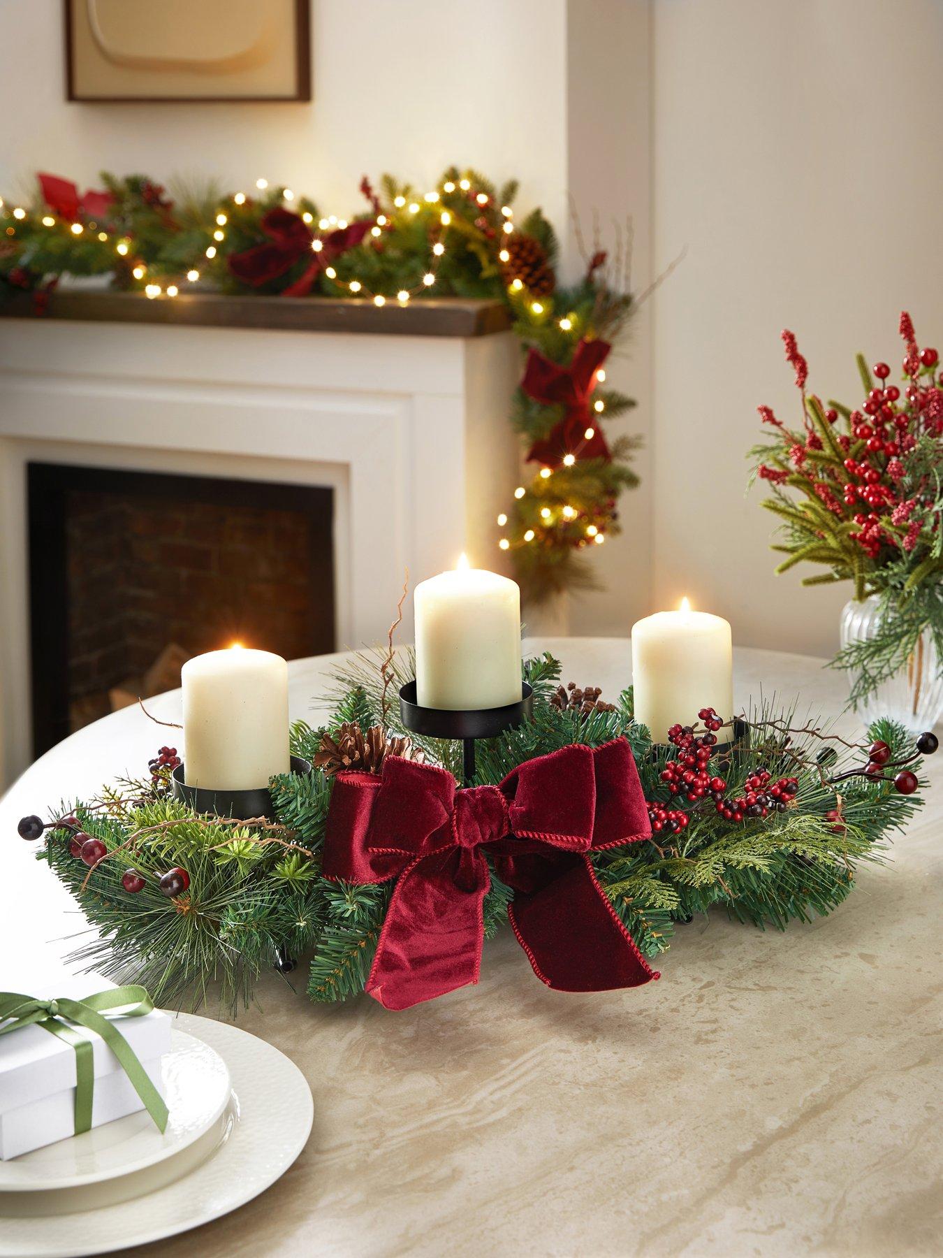 Image 1 of 6 of The Very Collection Pinecones and Red Berries Christmas Table Centerpiece