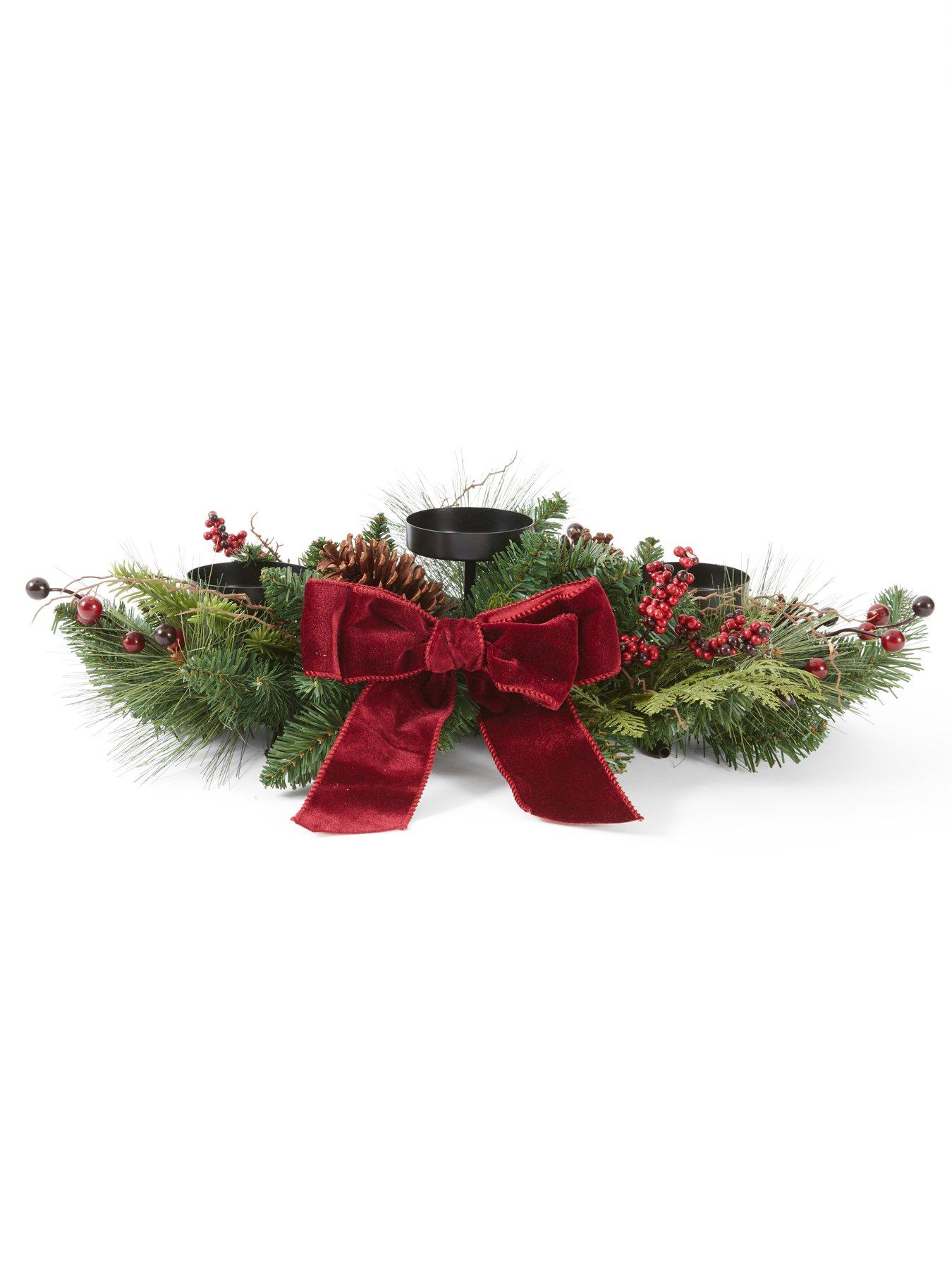 Image 2 of 6 of The Very Collection Pinecones and Red Berries Christmas Table Centerpiece