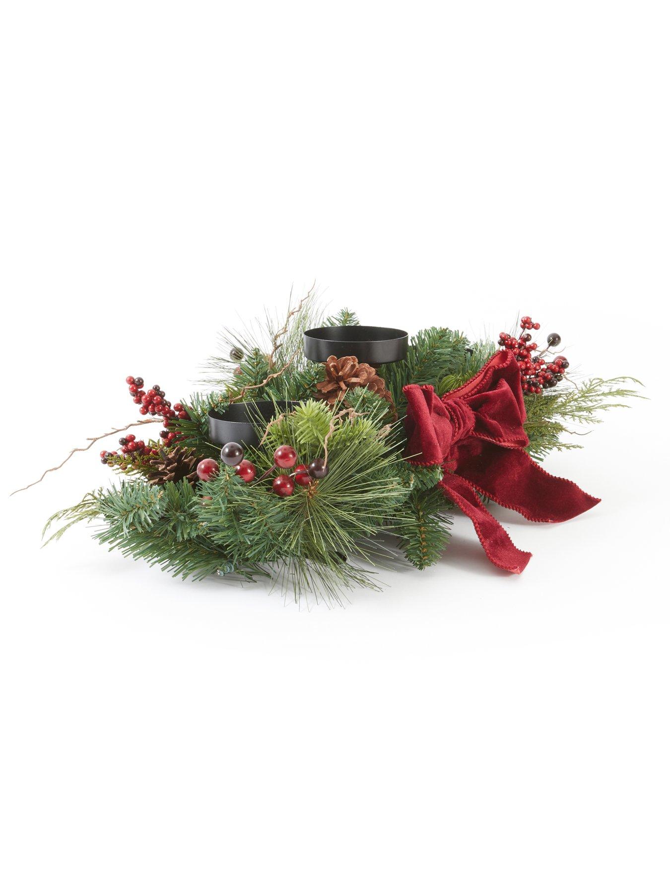 Image 3 of 6 of The Very Collection Pinecones and Red Berries Christmas Table Centerpiece