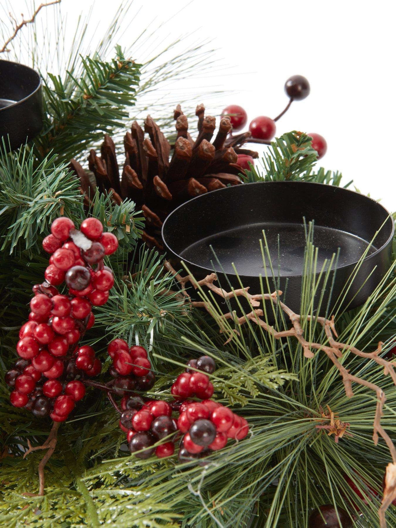 Image 5 of 6 of The Very Collection Pinecones and Red Berries Christmas Table Centerpiece