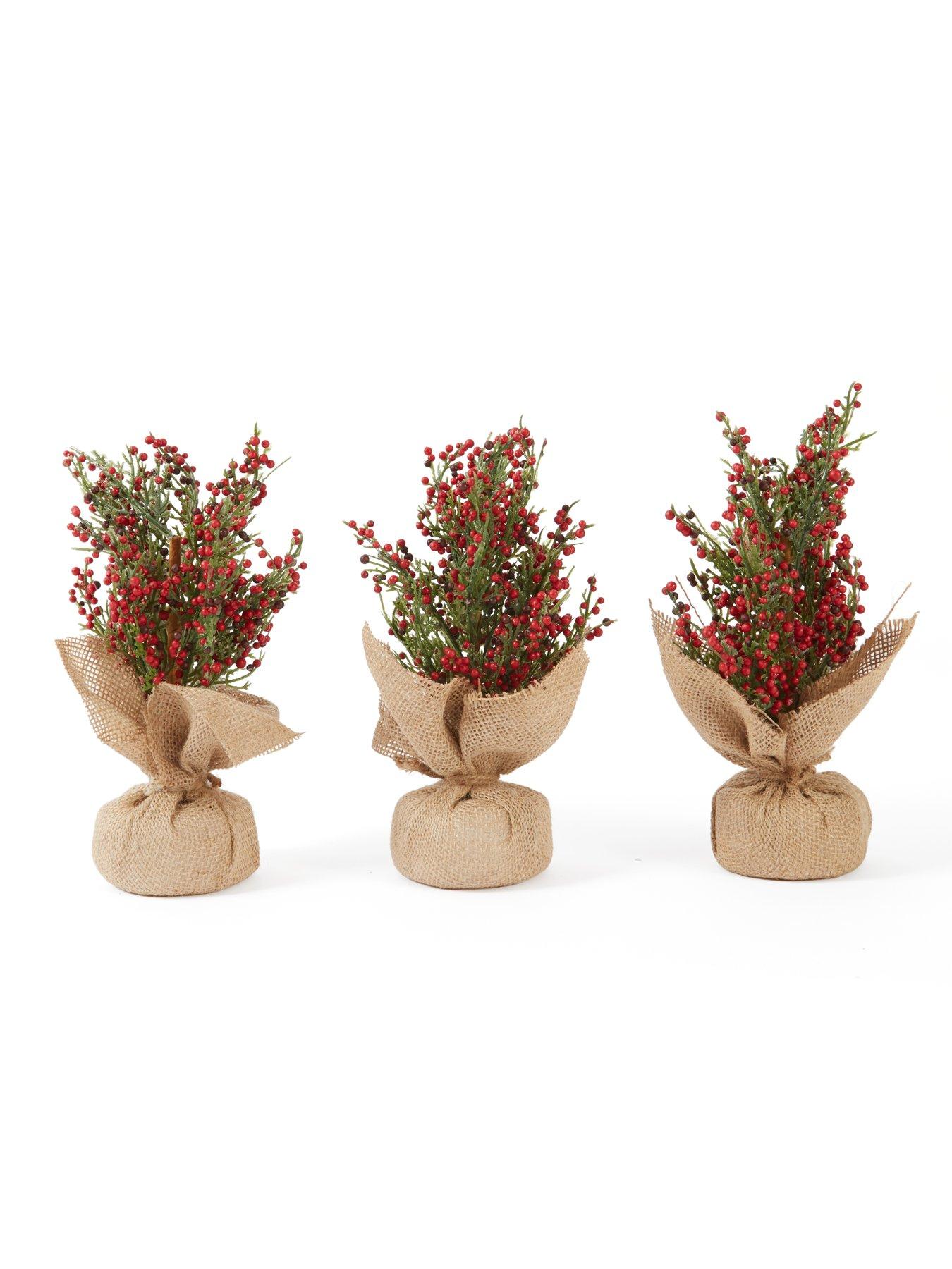 Image 2 of 4 of The Very Collection Set 3 Mini 25 cm&nbsp;Tabletop Christmas&nbsp;Trees - Red