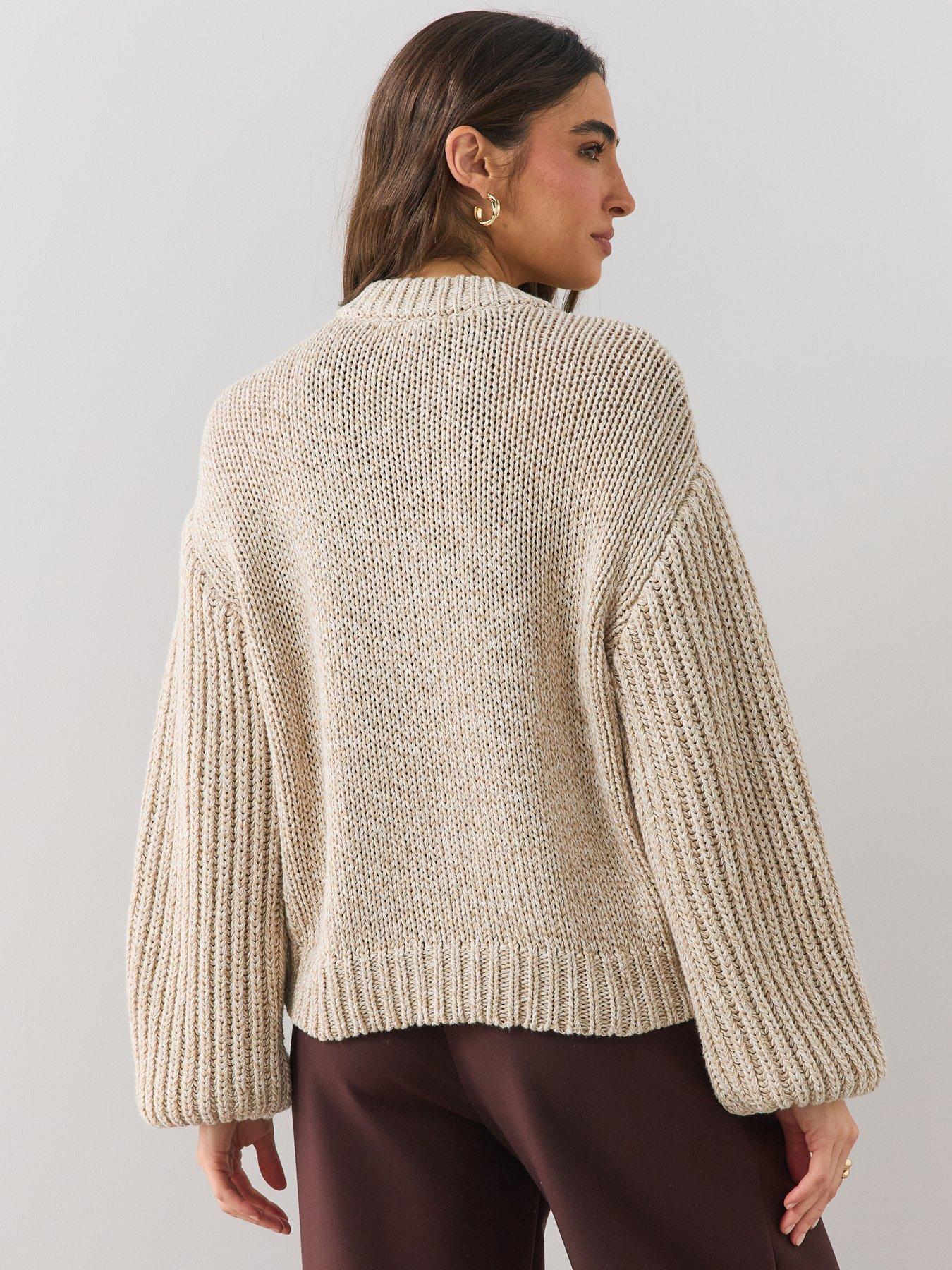 Image 2 of 6 of The Very Collection Womens Balloon Sleeve Chunky Cardigan - Beige