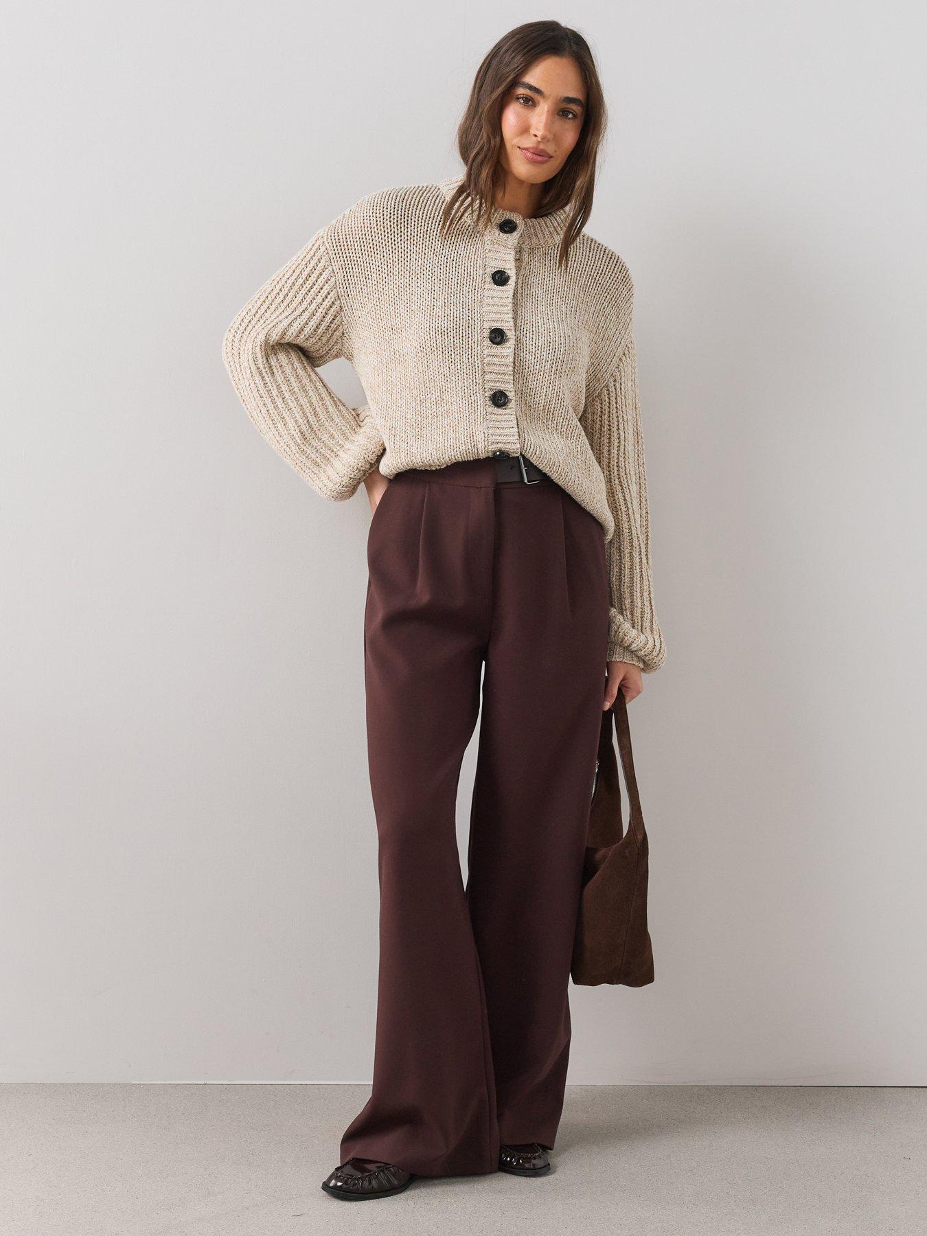 Image 3 of 6 of The Very Collection Womens Balloon Sleeve Chunky Cardigan - Beige