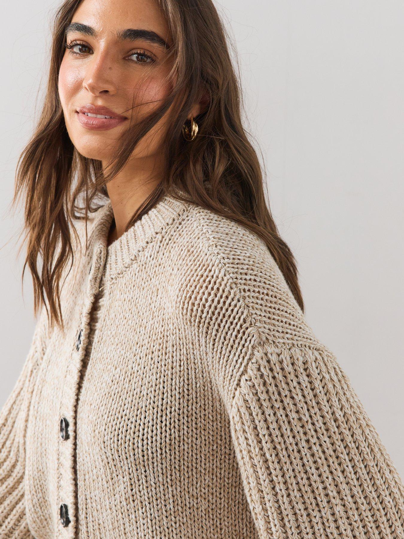 Image 6 of 6 of The Very Collection Womens Balloon Sleeve Chunky Cardigan - Beige