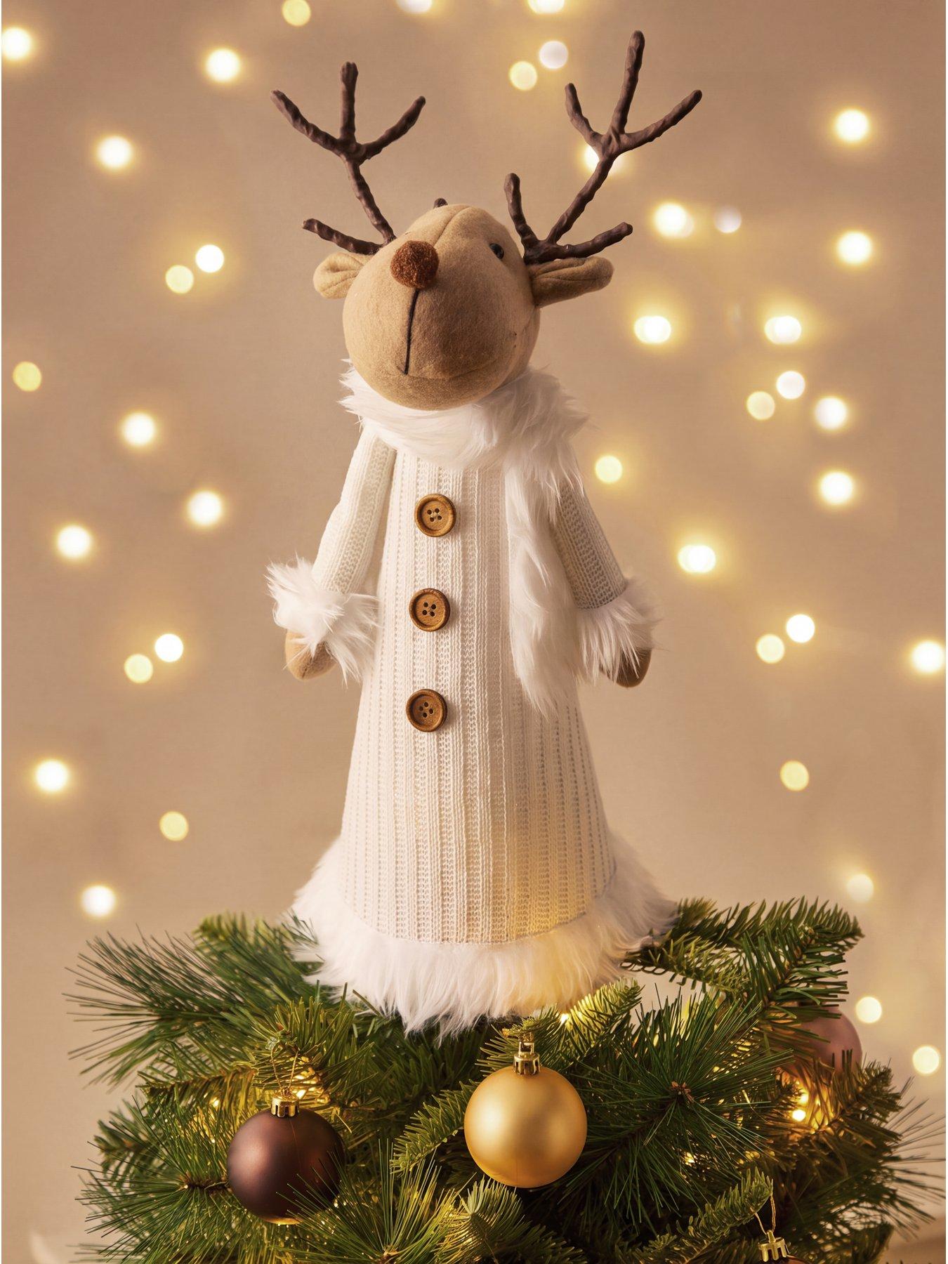 The Very Collection Knitted Reindeer Christmas Tree Topper