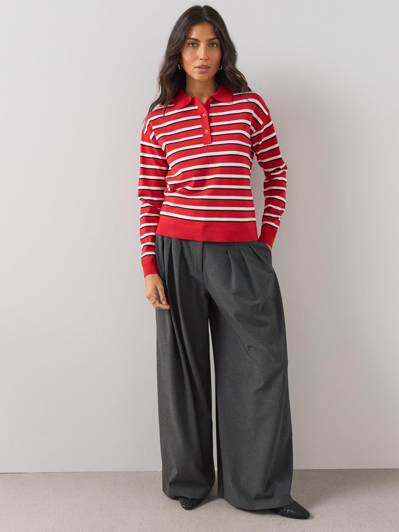 Image 3 of 7 of The Very Collection Womens Collared Stripe Knitted Rugby Jumper - Multi