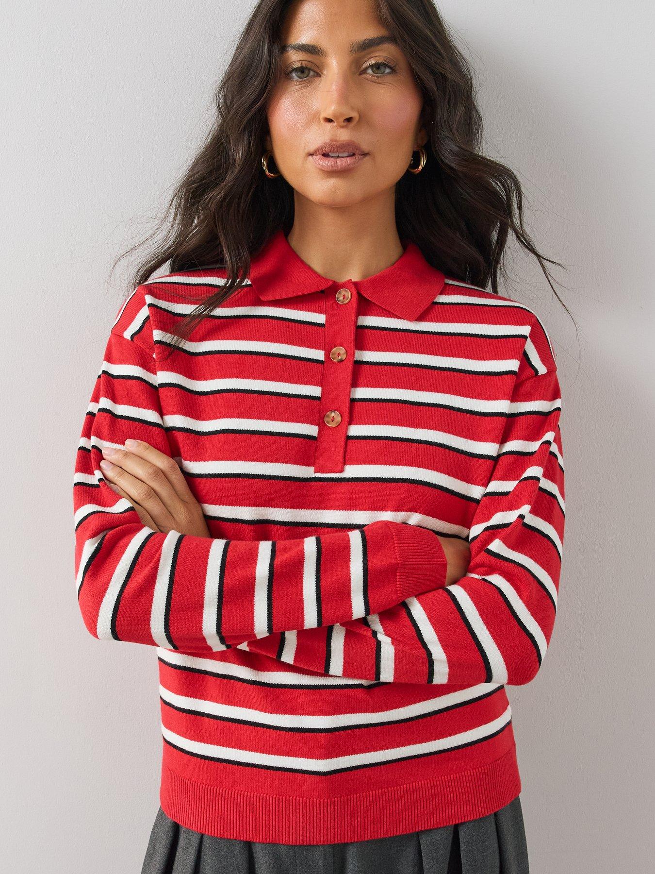 Image 5 of 7 of The Very Collection Womens Collared Stripe Knitted Rugby Jumper - Multi