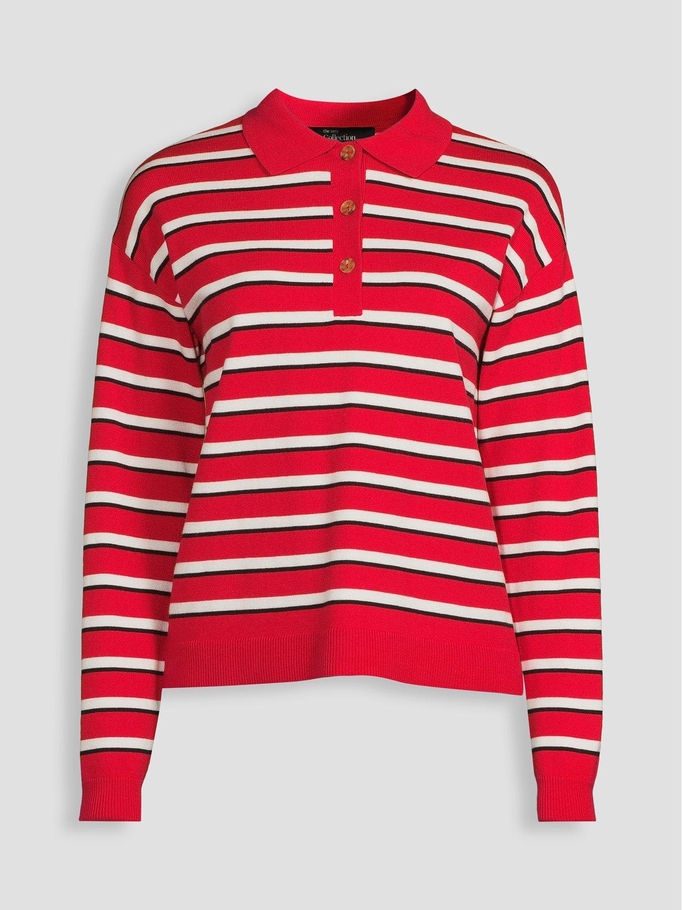 Image 7 of 7 of The Very Collection Womens Collared Stripe Knitted Rugby Jumper - Multi