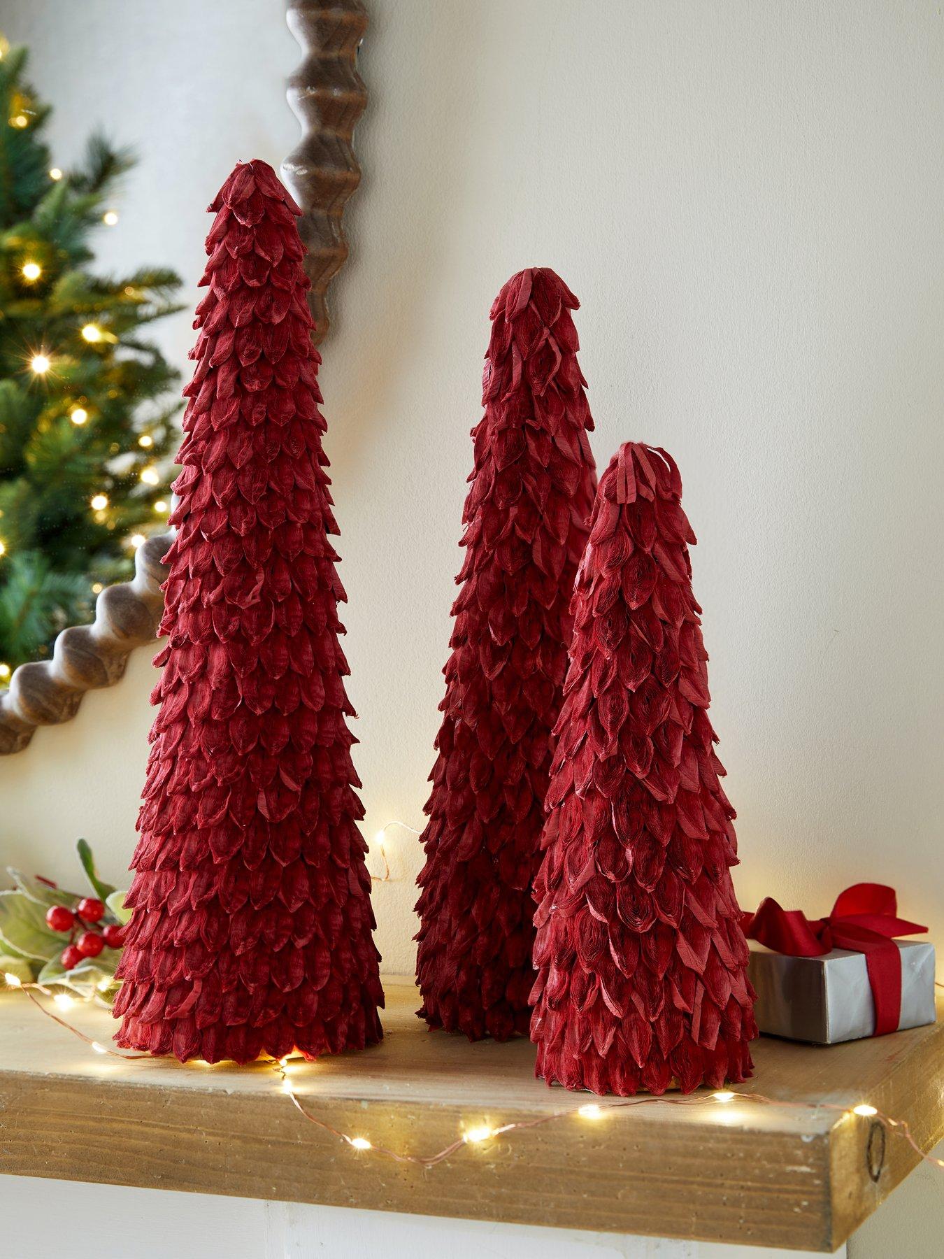 The Very Collection Set Of 3 Red Paper Cone Trees