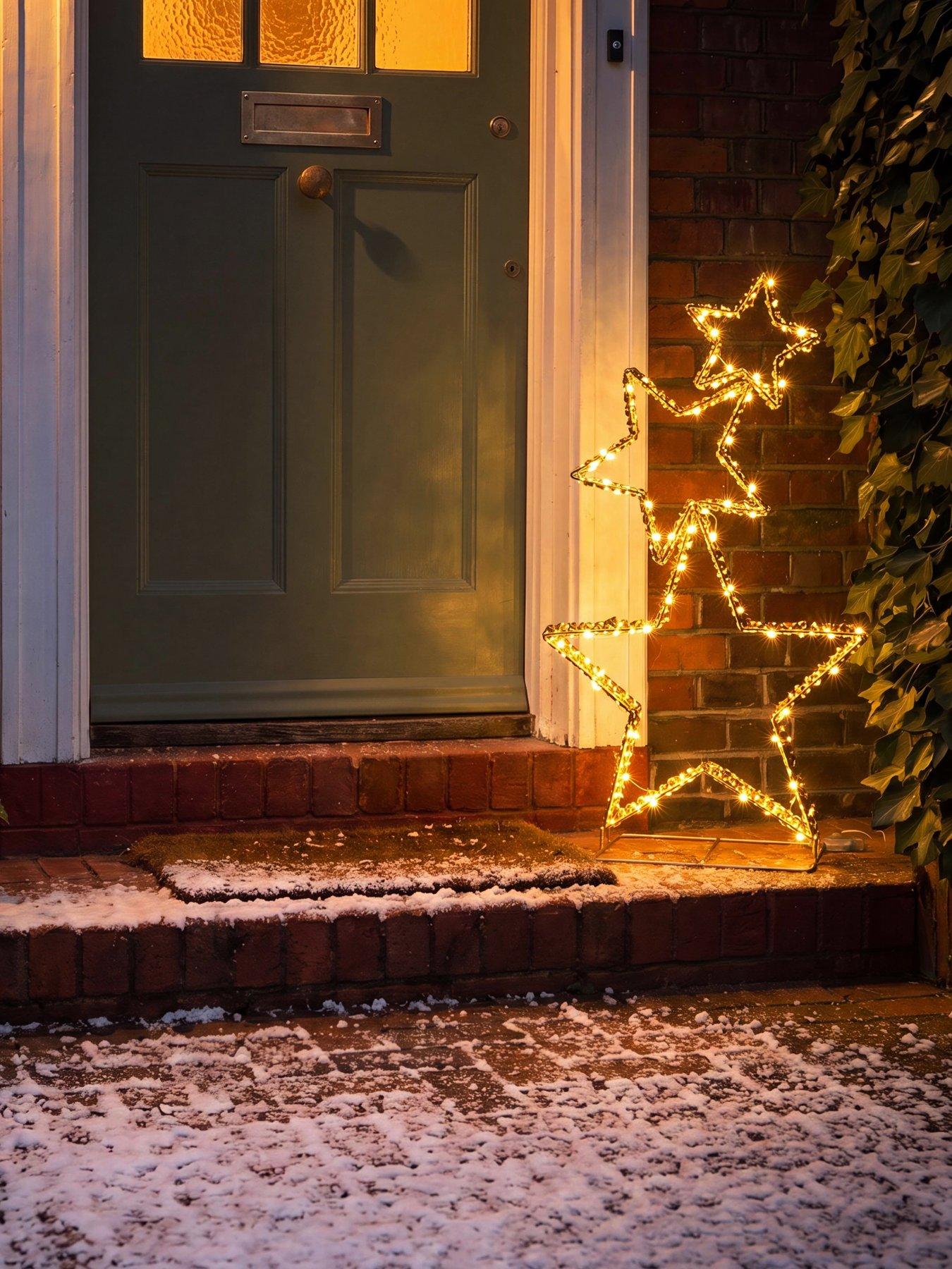 Image 1 of 5 of The Very Collection 3 Stacked Stars Outdoor Christmas&nbsp;Light&nbsp;- Copper