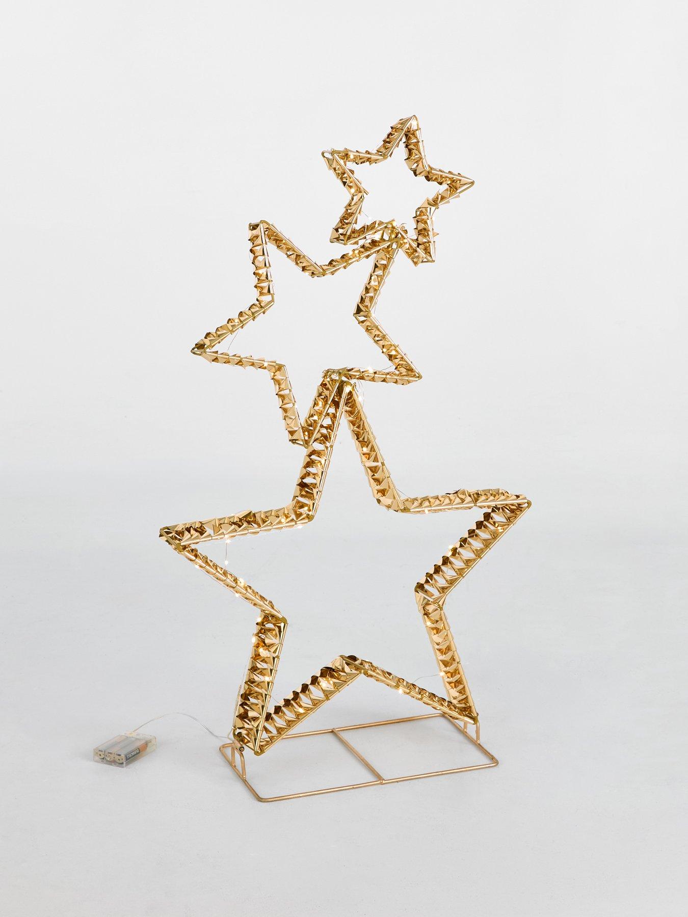 Image 2 of 5 of The Very Collection 3 Stacked Stars Outdoor Christmas&nbsp;Light&nbsp;- Copper