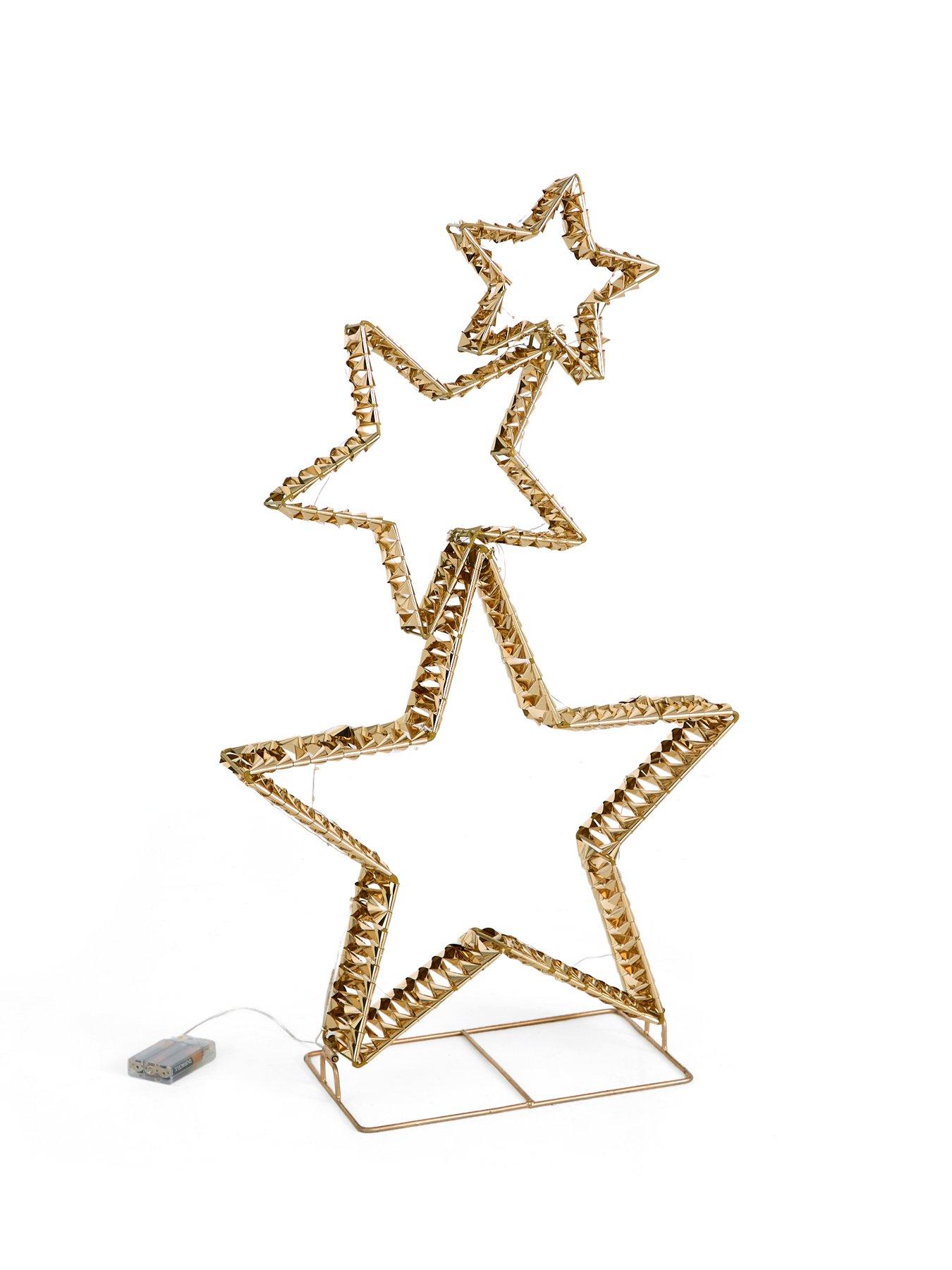 Image 3 of 5 of The Very Collection 3 Stacked Stars Outdoor Christmas&nbsp;Light&nbsp;- Copper