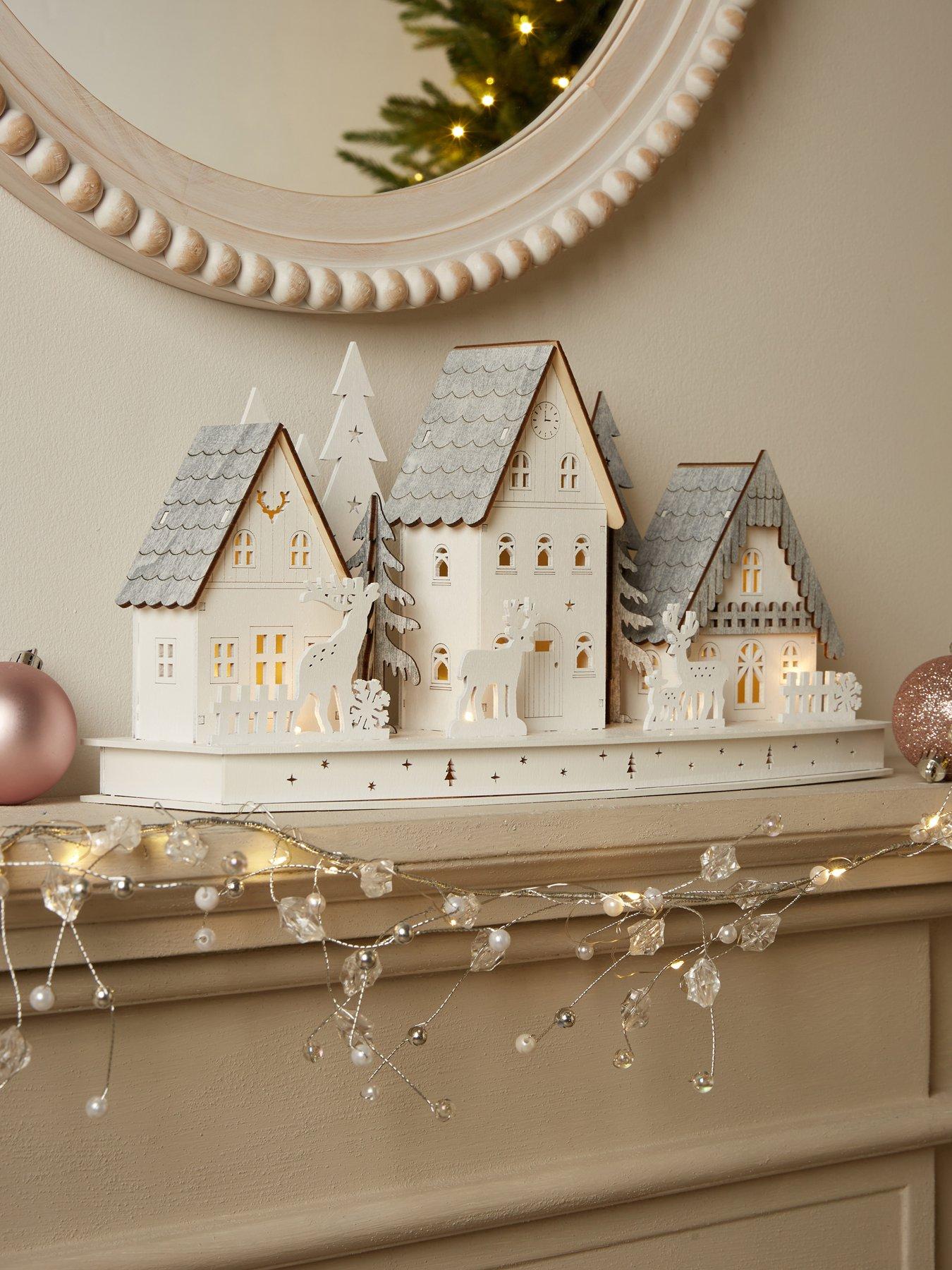 The Very Collection LED Wooden Winter Village Scene