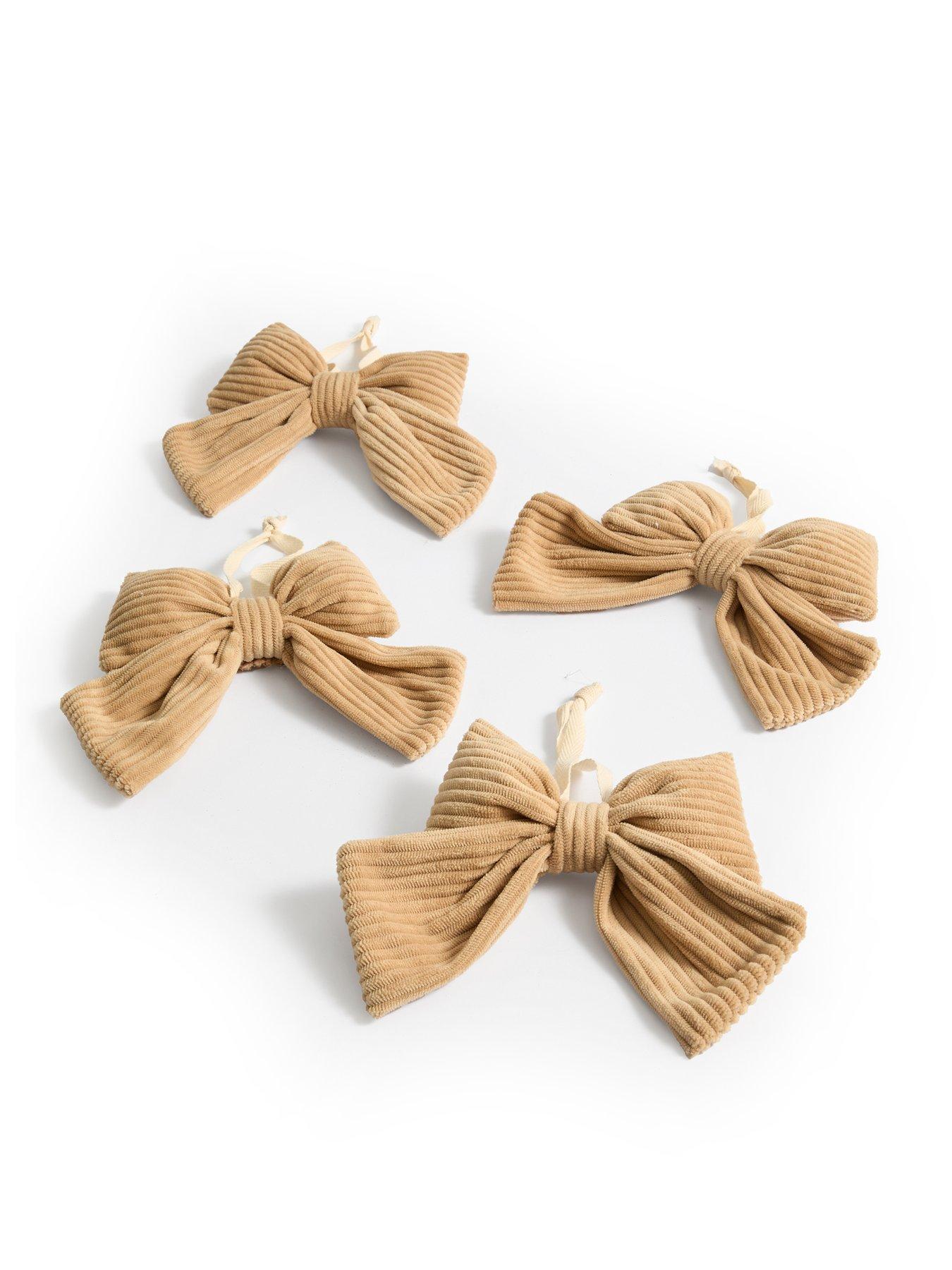 Image 2 of 3 of The Very Collection Set of 4 Velvet Christmas&nbsp;Tree Bows&nbsp;- Beige