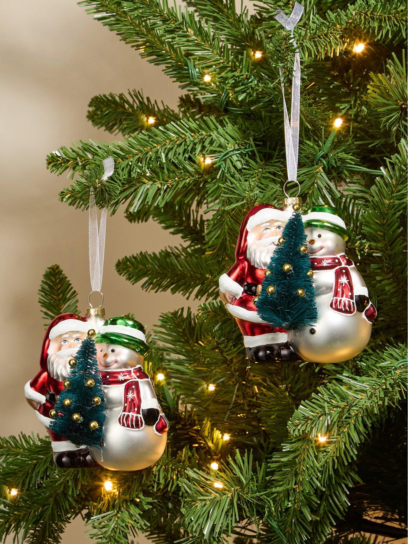 The Very Collection Set of 2 Santa and Snowman Christmas Tree Decorations