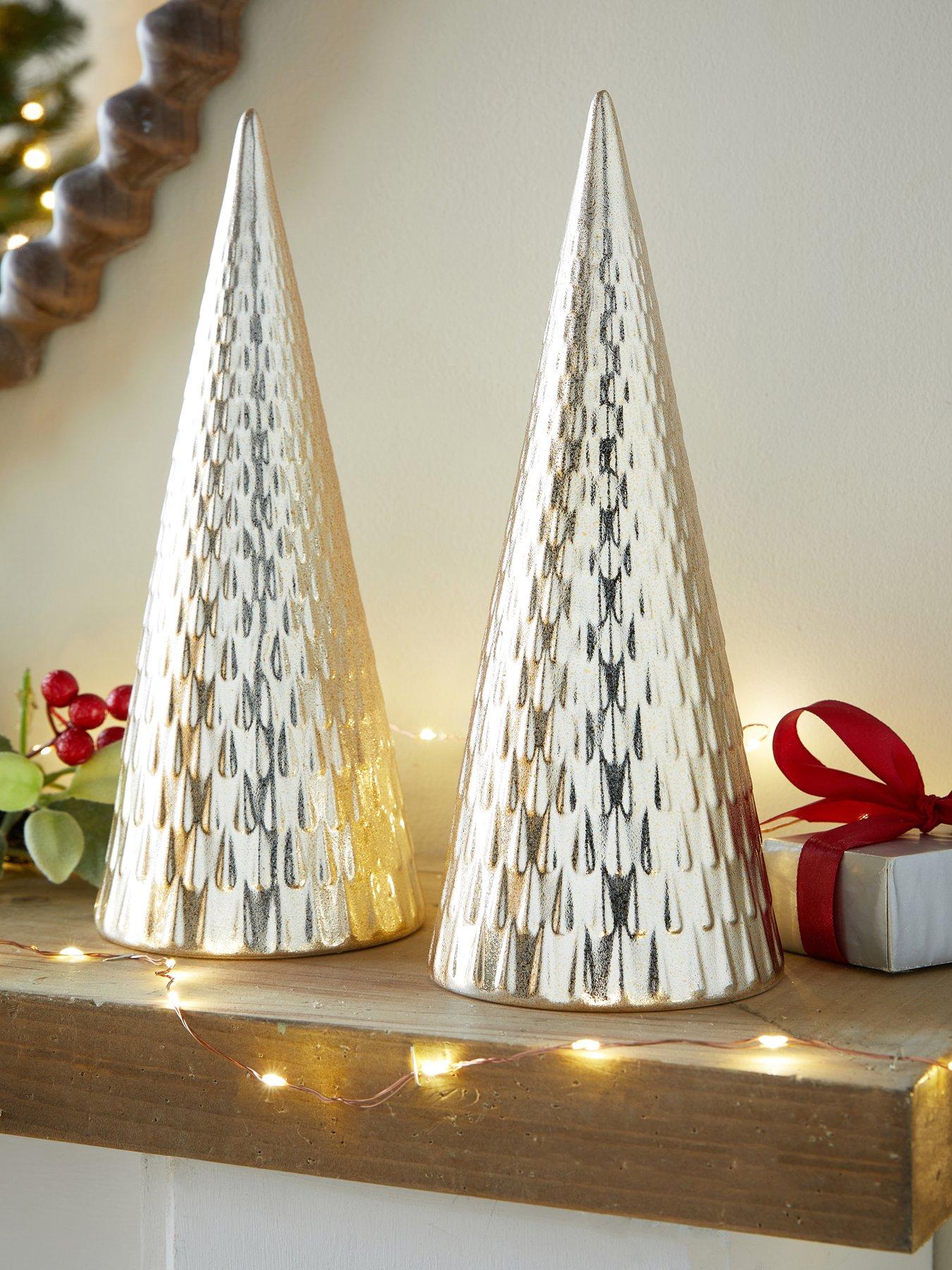The Very Collection Set of 2 Hammered Effect Cone Trees - Gold