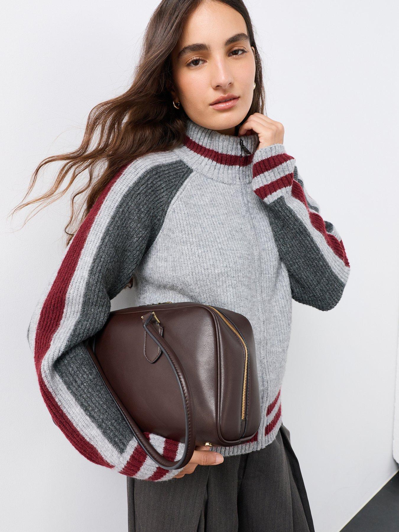 The Very Collection Crew Neck Sporty Knitted Bomber With Wool - Grey