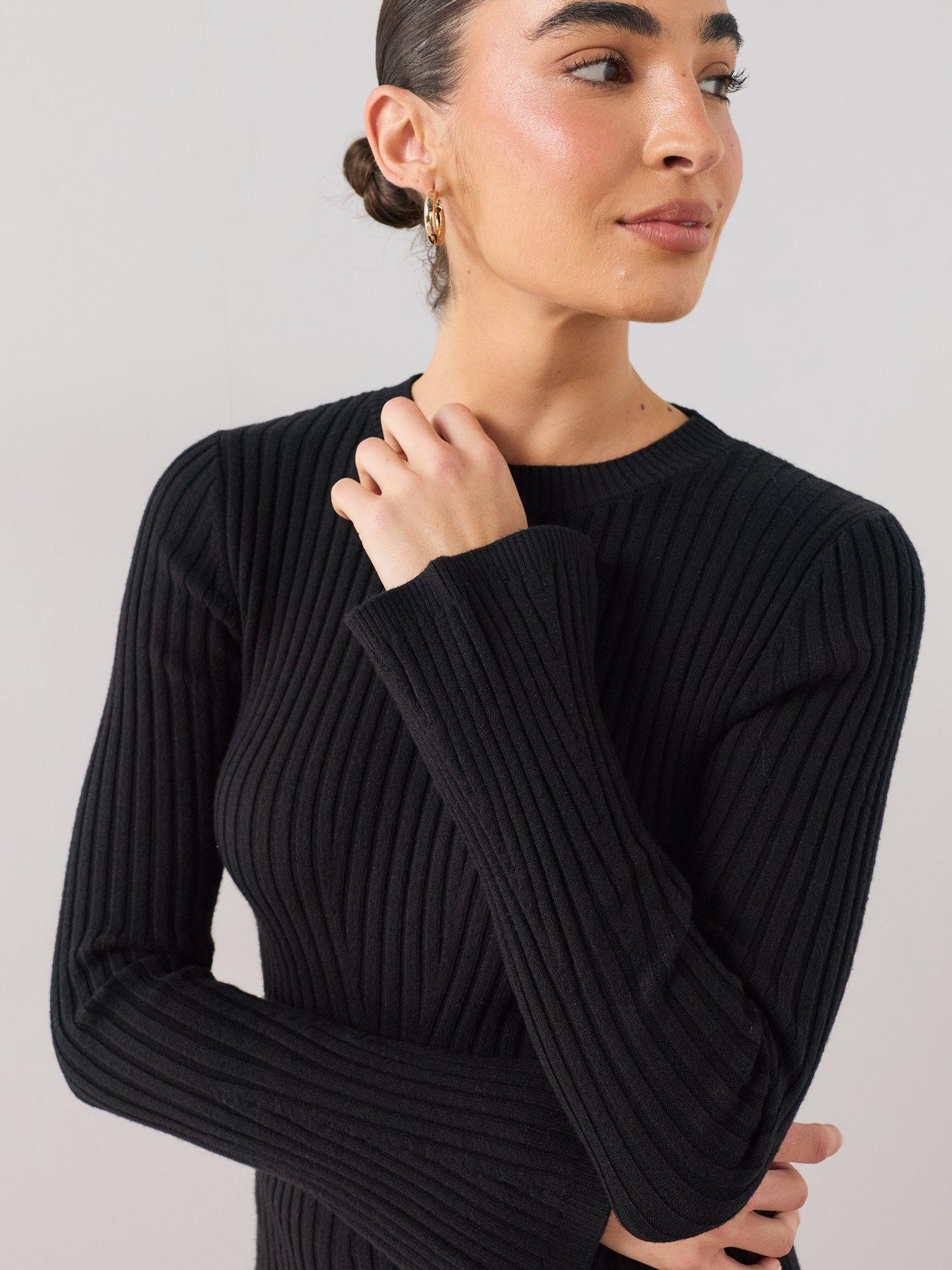 Image 5 of 7 of The Very Collection Crew Neck Fit &amp; Flare Mini Dress - Black
