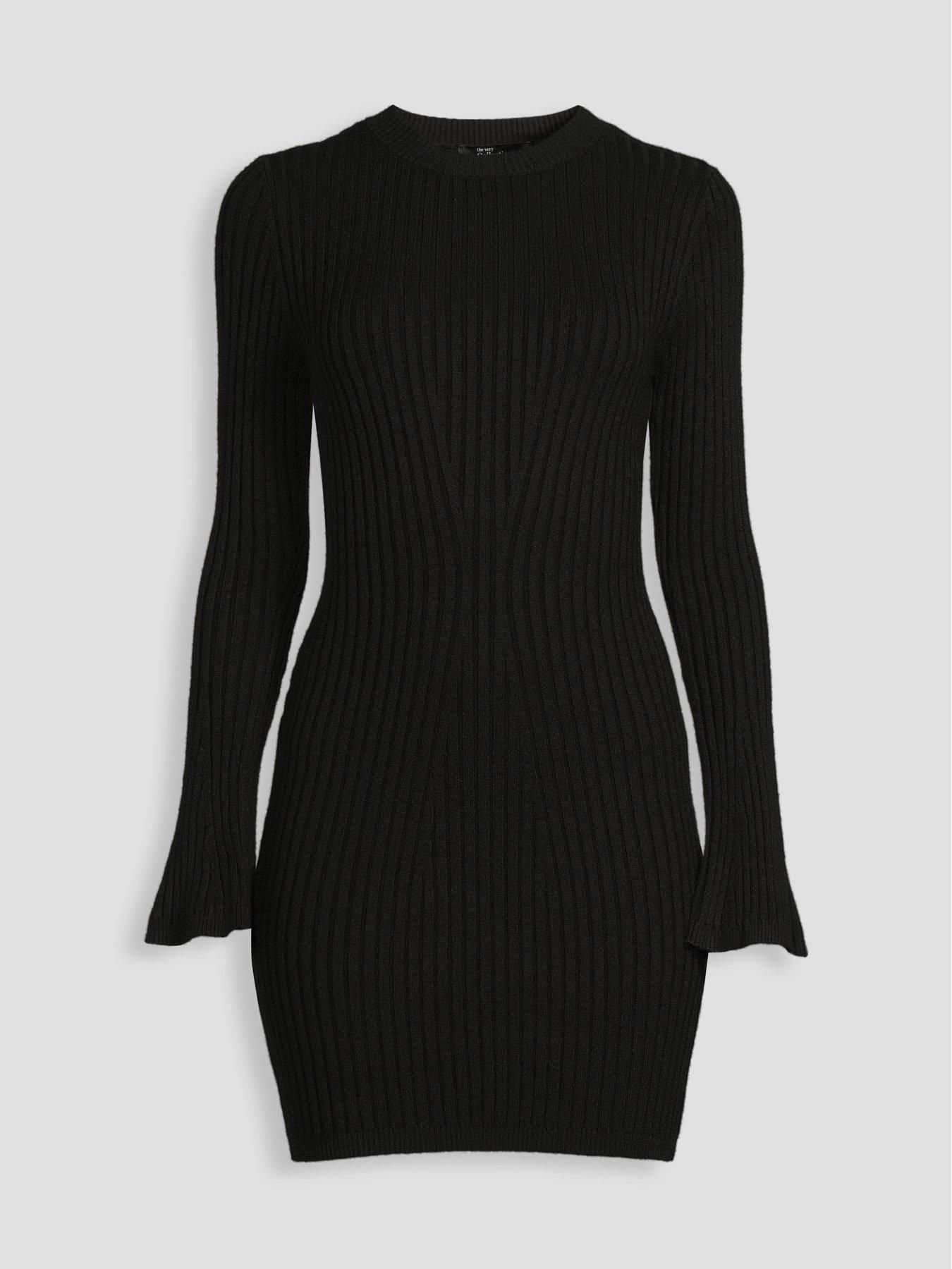 Image 7 of 7 of The Very Collection Crew Neck Fit &amp; Flare Mini Dress - Black