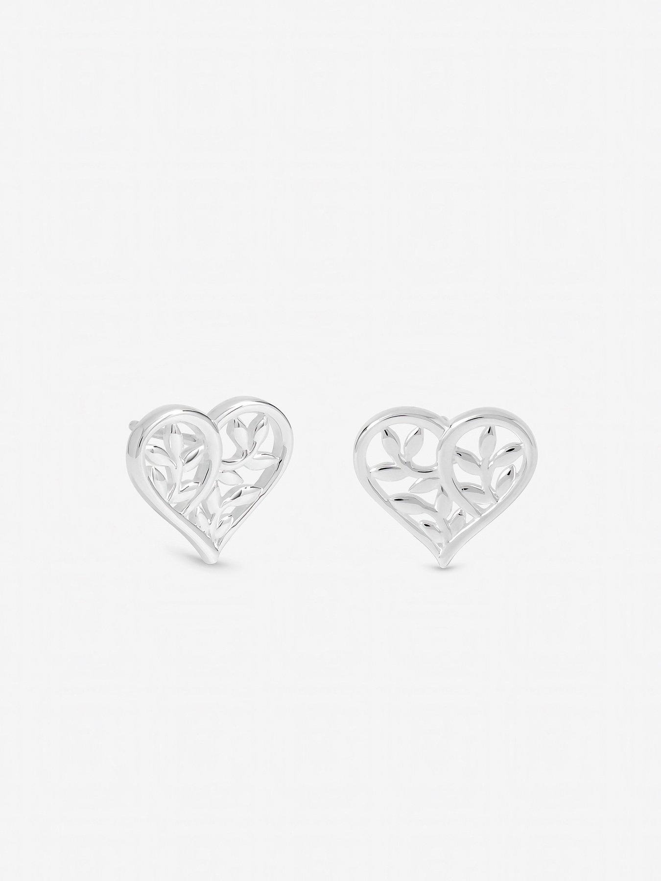 Image 2 of 3 of Inicio Sterling Silver Plated Tree Of Love Heart Stud Earrings