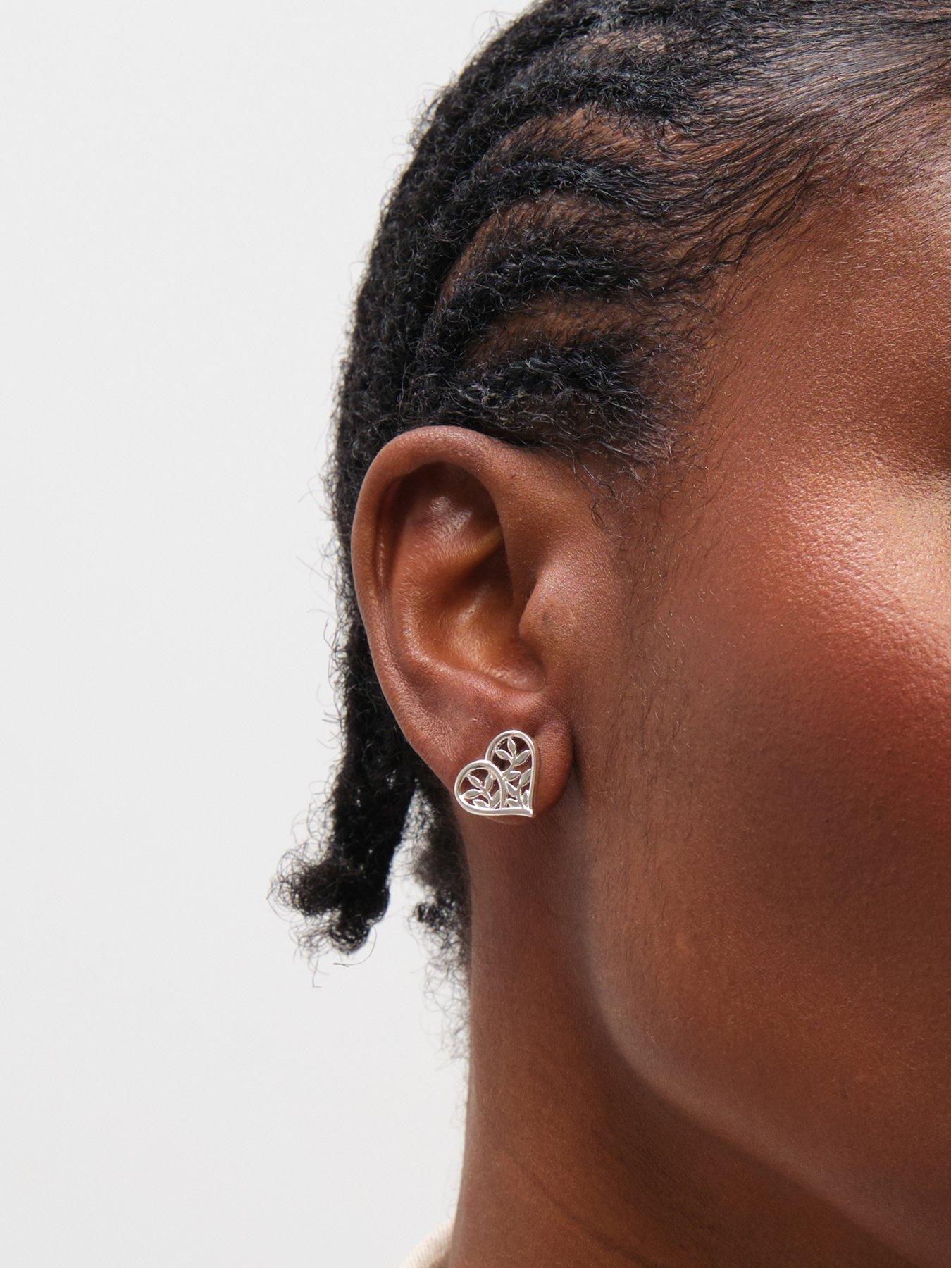 Image 3 of 3 of Inicio Sterling Silver Plated Tree Of Love Heart Stud Earrings