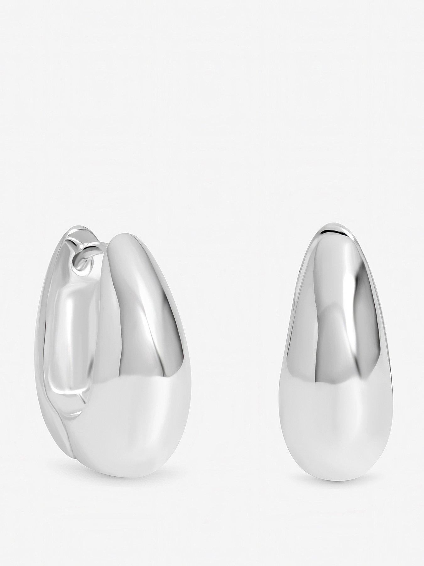 Inicio Sterling Silver Plated Polished Dome Hoops - Gift Pouch