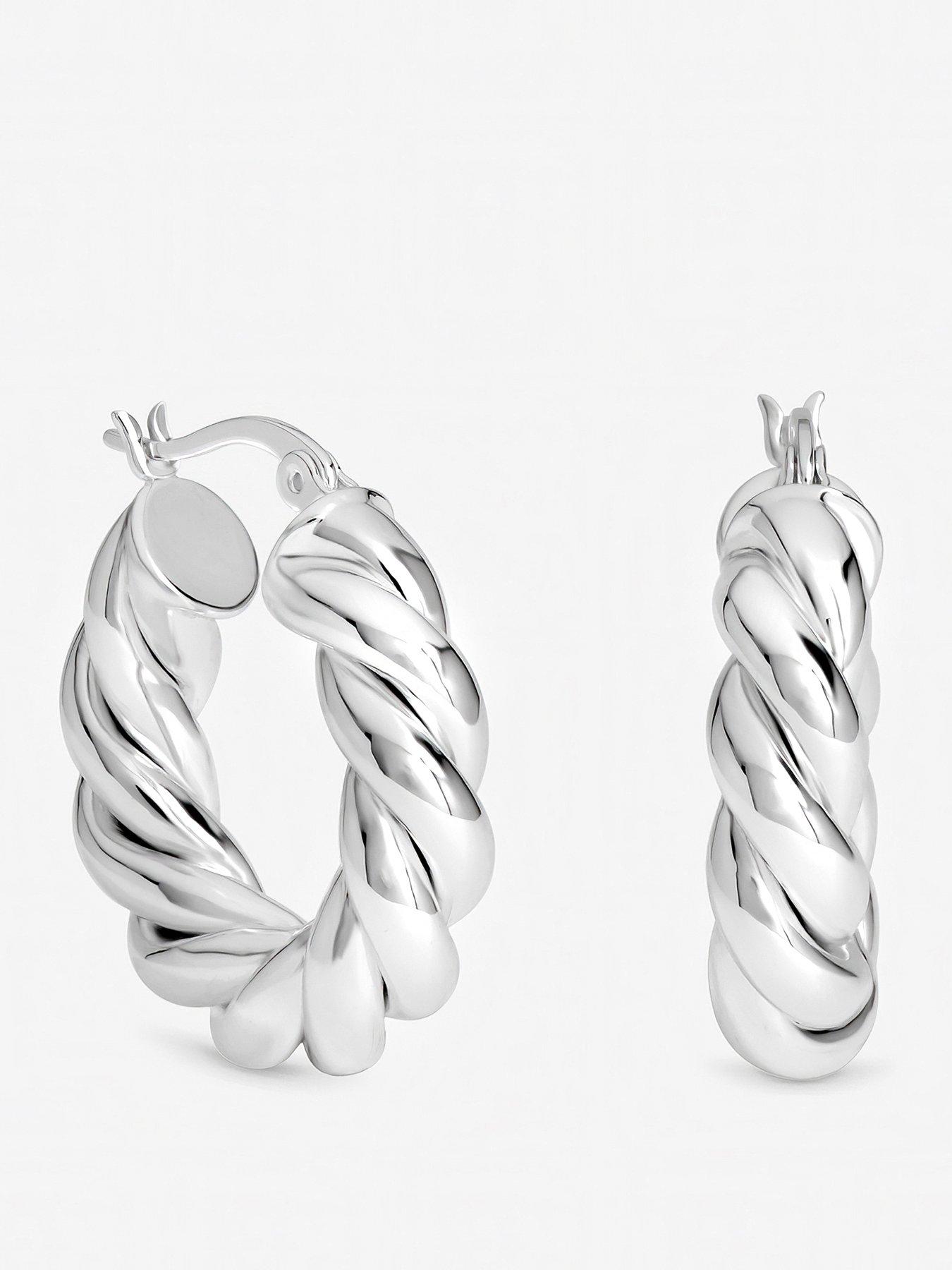 front image of inicio-sterling-silver-plated-twisted-chubby-hoops-gift-pouch