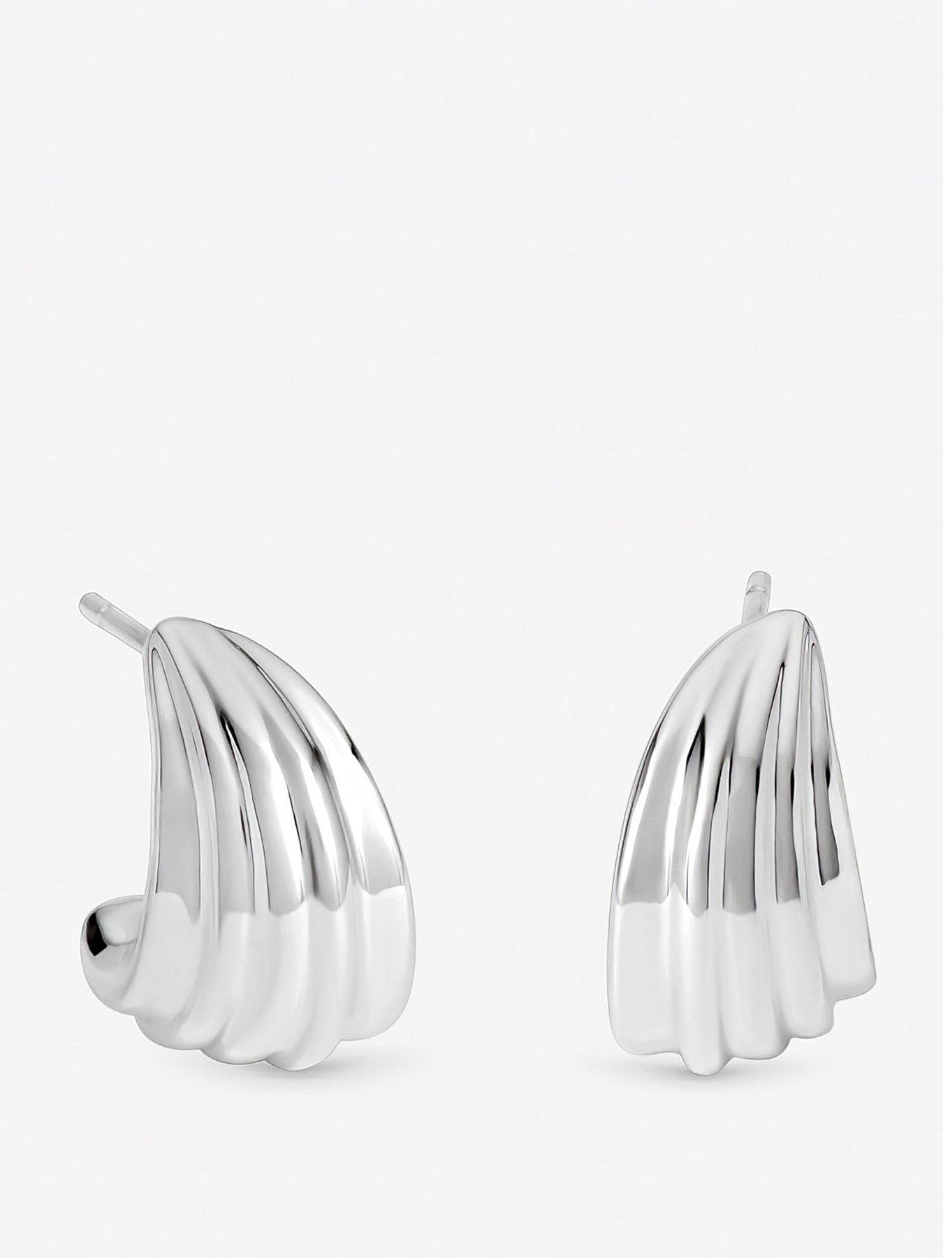 Inicio Sterling Silver Plated Small Ridged Studs - Gift Pouch