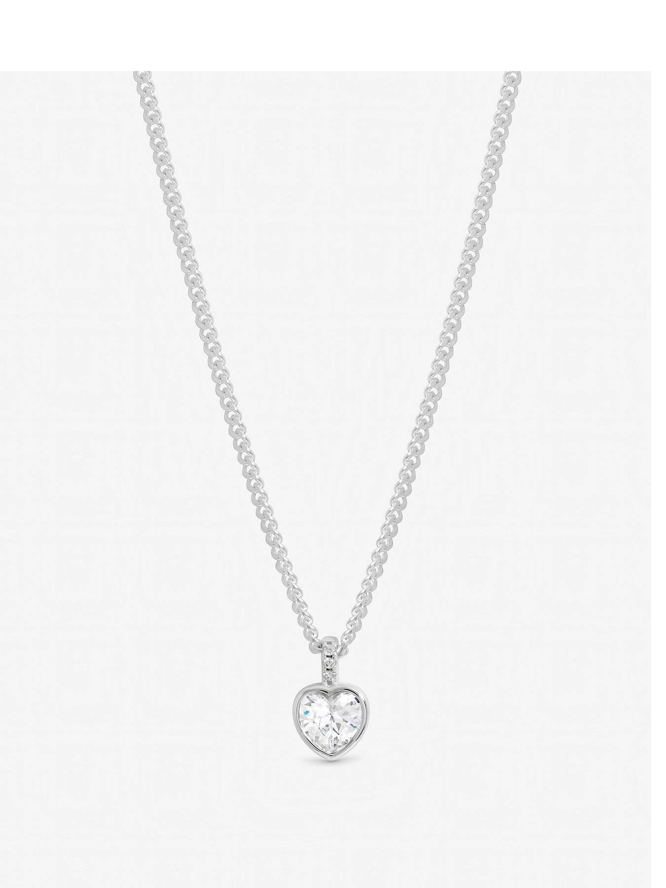 Inicio Sterling Silver Plated Heart Bezel Necklace - Gift Pouch