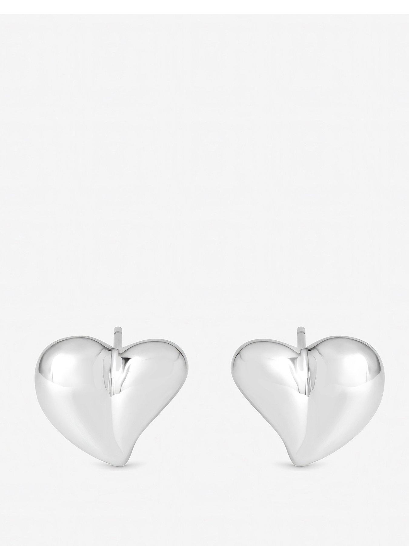 Inicio Sterling Silver Plated Puff Fluid Heart Studs - Gift Pouch