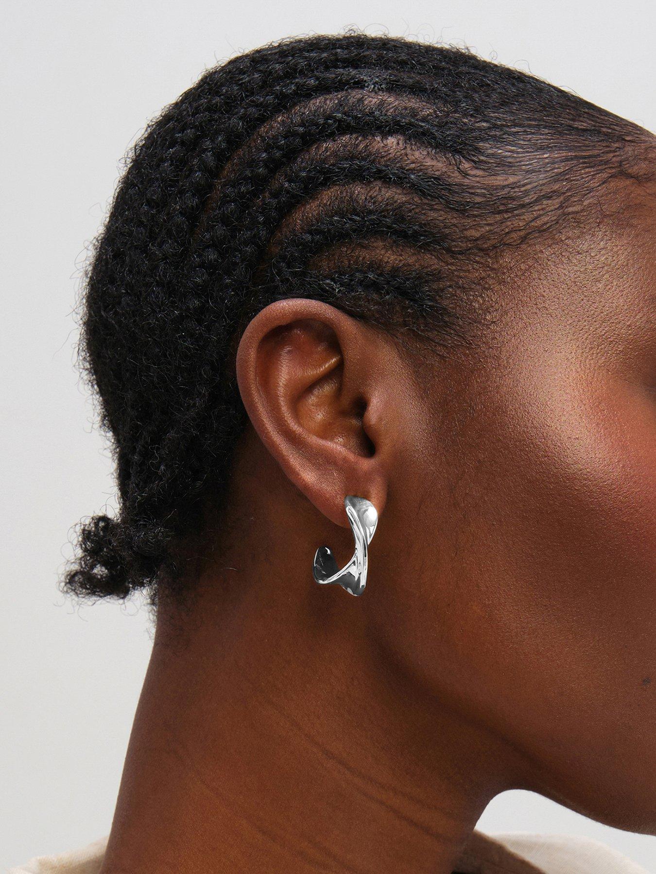 Inicio Sterling Silver Plated Large Polished Twist Hoops