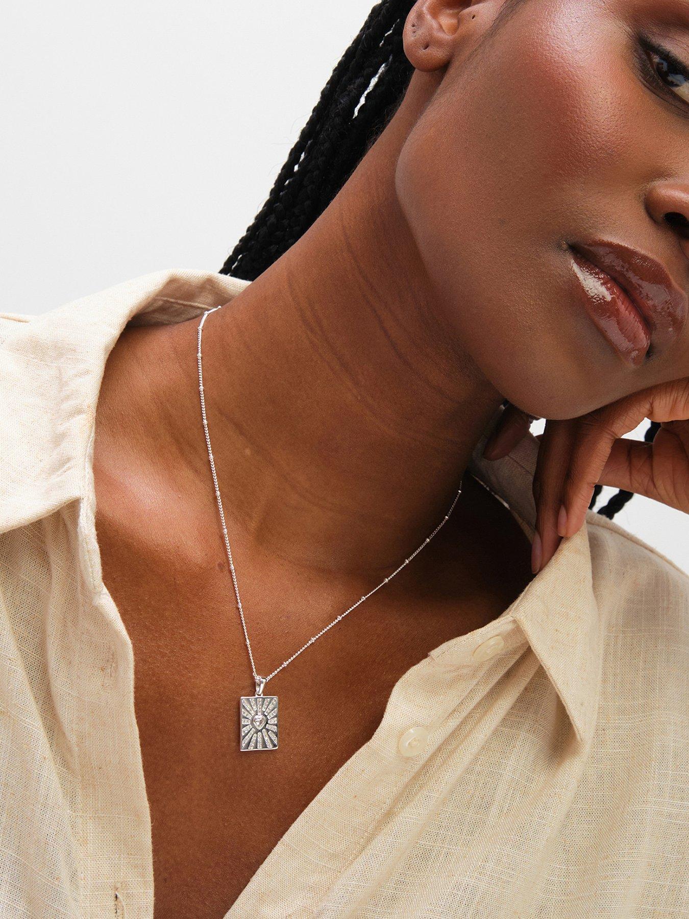 Inicio Sterling Silver Plated Heart Charm Pendant - Gift Pouch