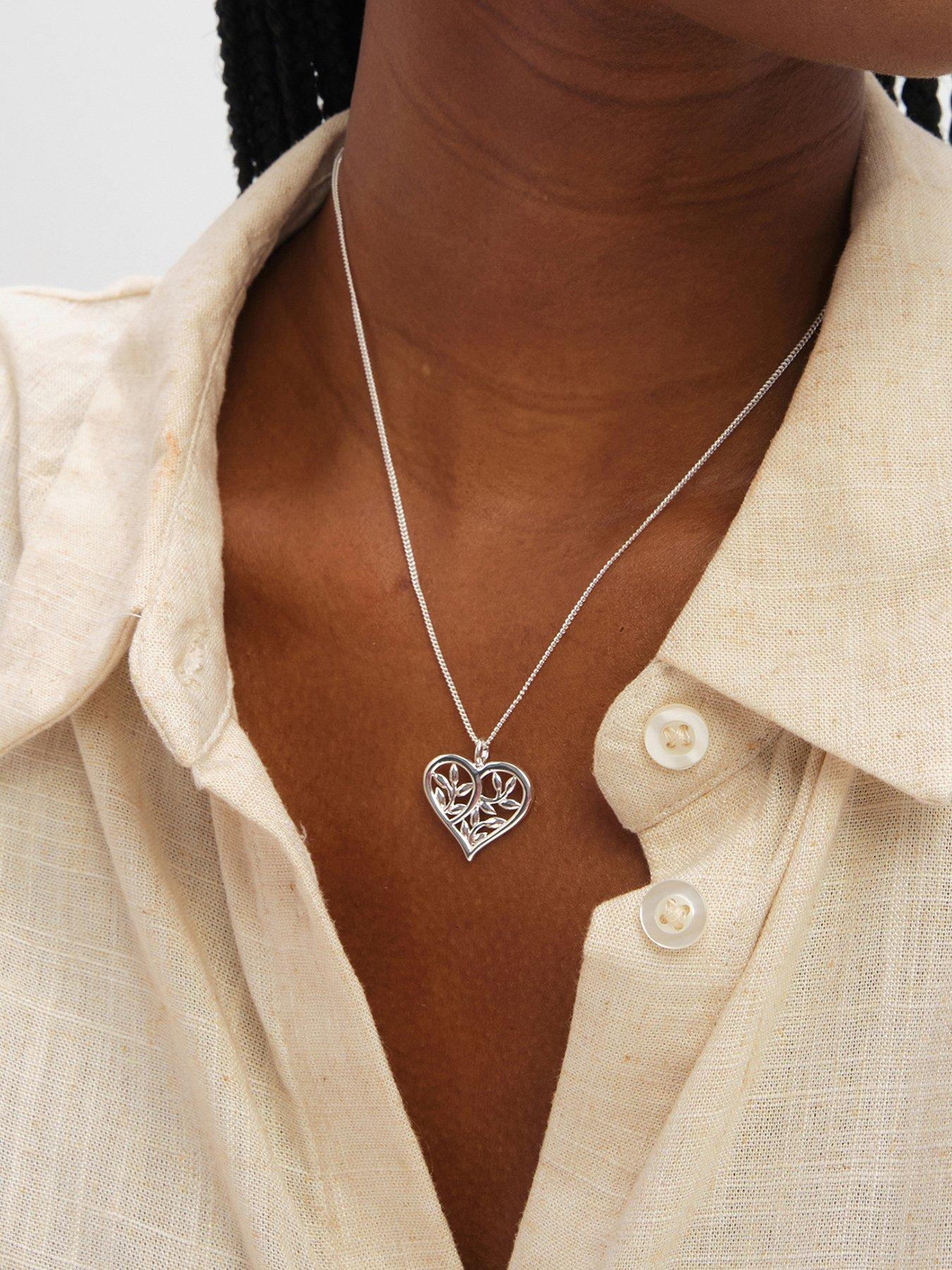 Inicio Sterling Silver Plated Polished Tree Of Love Pendant - Gift Pouch