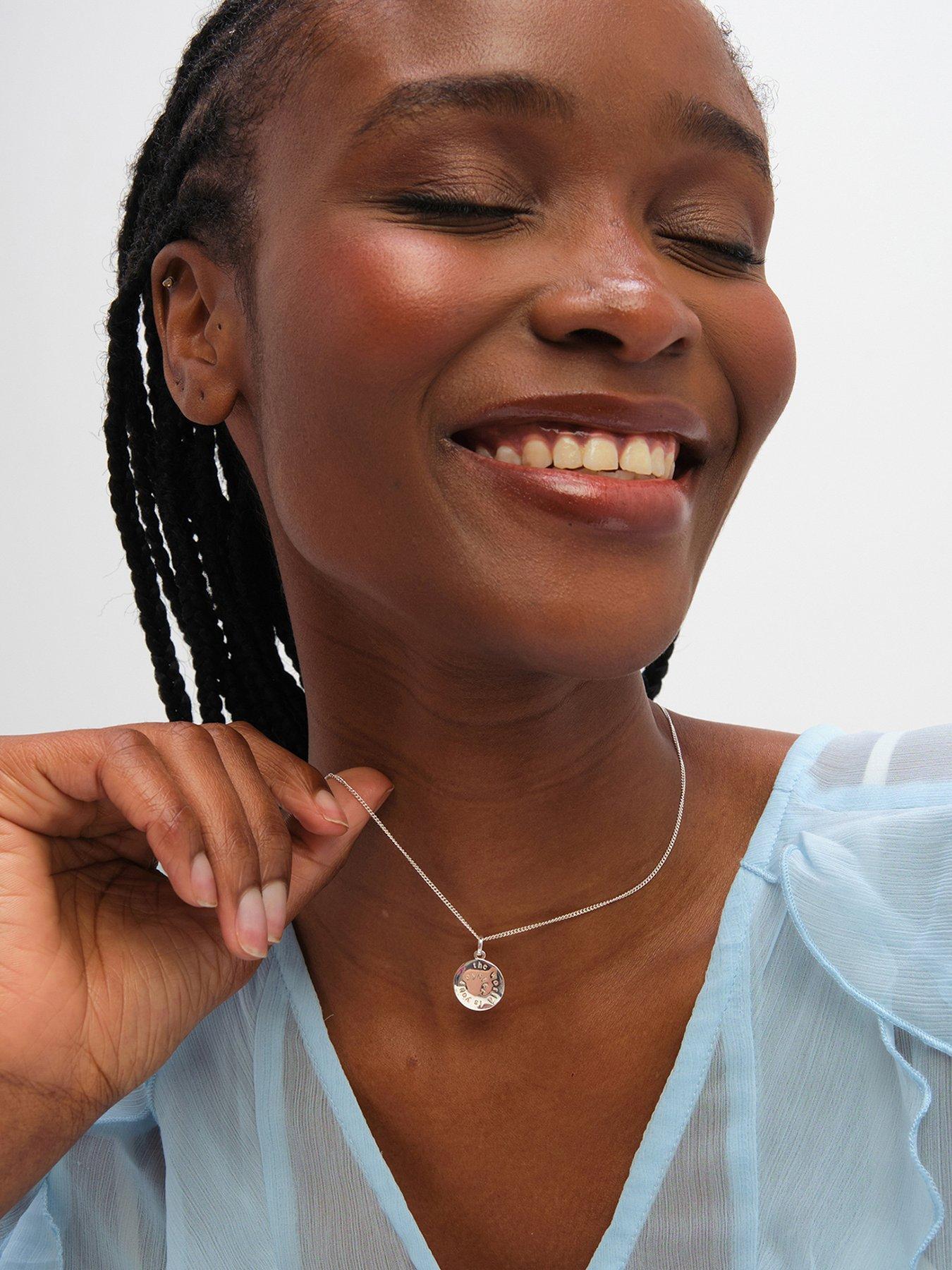 Inicio Sterling Silver Plated 'The World Is Your Oyster' Pendant - Gift Pouch