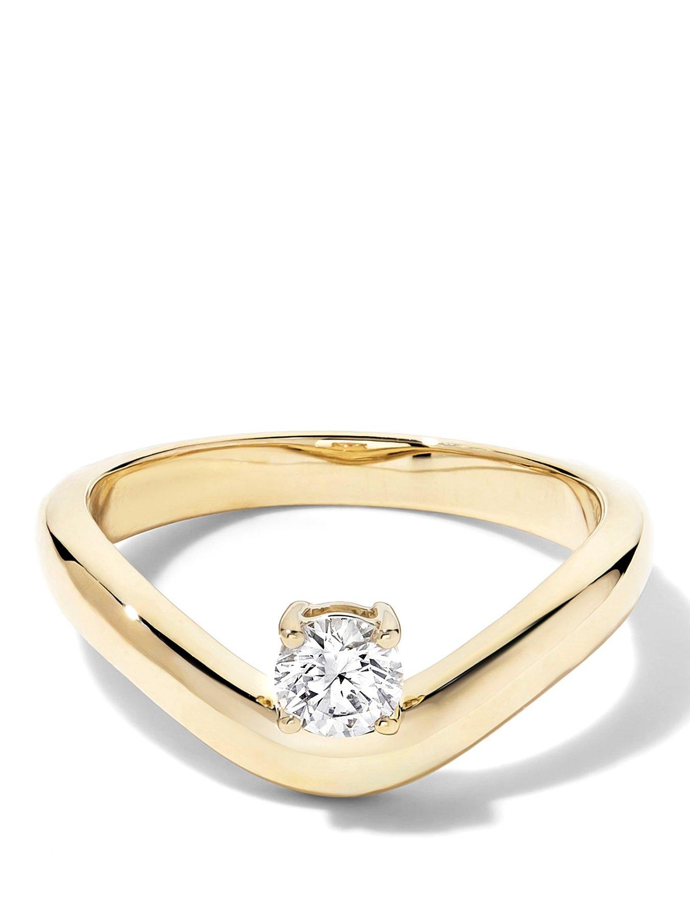 Created Brilliance Goya 9ct Yellow Gold 0.25ct tw. Lab Grown Diamond Floating Solitaire Band Ring