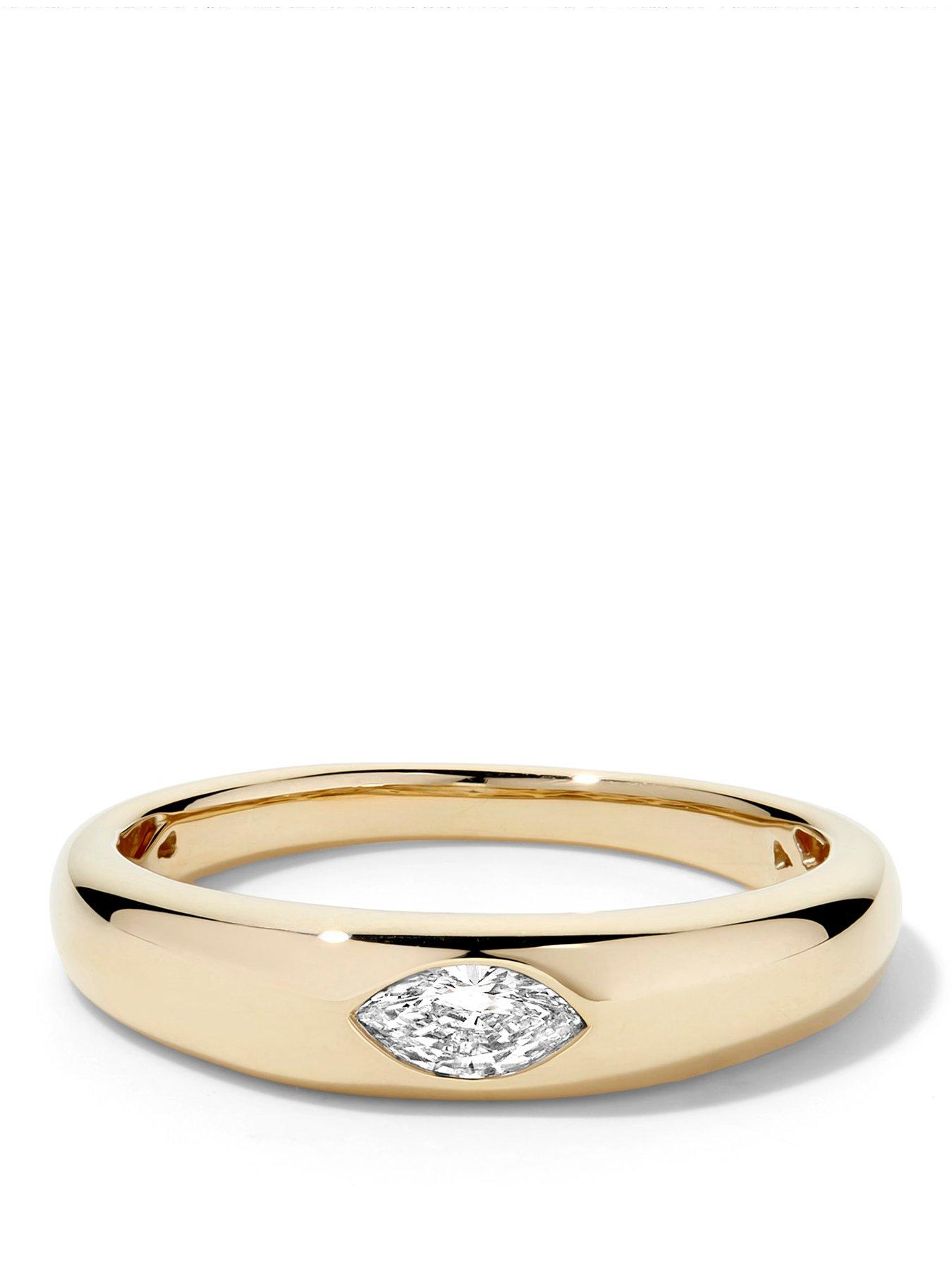 Created Brilliance Zara 9ct Yellow Gold 0.15ct tw. Lab Grown Diamond East-West Marquise Band Ring