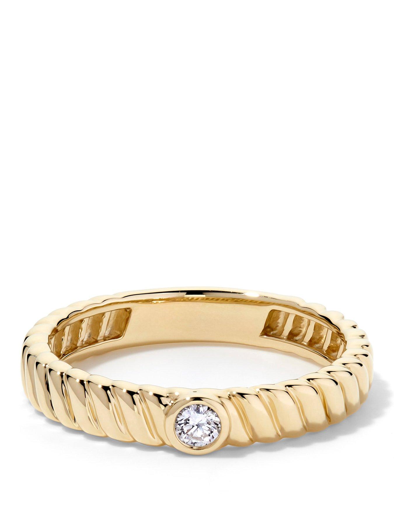Created Brilliance Arianna 9ct Yellow Gold Lab Grown Diamond Bezel Set Solitaire Band Ring