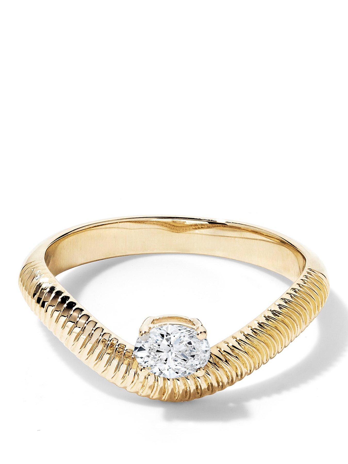 Created Brilliance Thea 9ct Yellow Gold 0.24ct tw. Lab Grown Diamond Floating Solitaire Band Ring