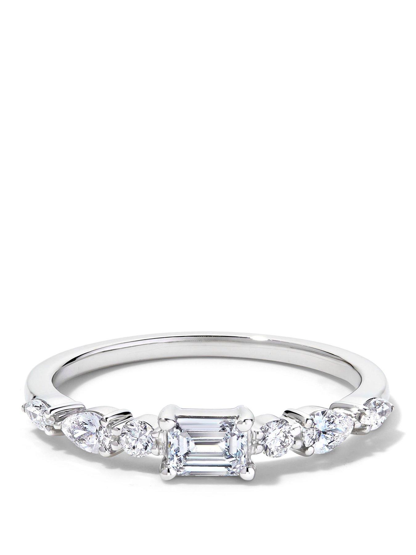 Image 1 of 4 of Created Brilliance Constance 9ct White Gold 0.55ct tw. Lab Grown Diamond East-West Emerald Cut Ring