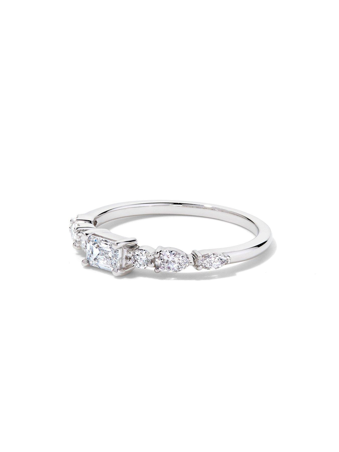 Image 2 of 4 of Created Brilliance Constance 9ct White Gold 0.55ct tw. Lab Grown Diamond East-West Emerald Cut Ring