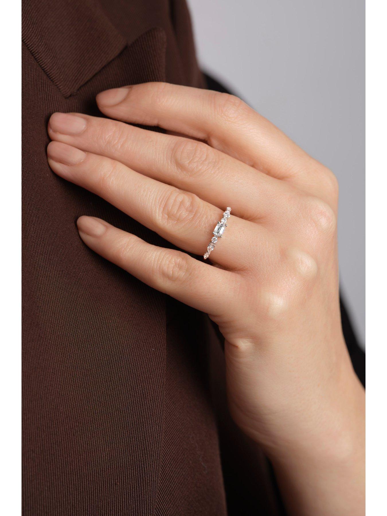 Image 3 of 4 of Created Brilliance Constance 9ct White Gold 0.55ct tw. Lab Grown Diamond East-West Emerald Cut Ring