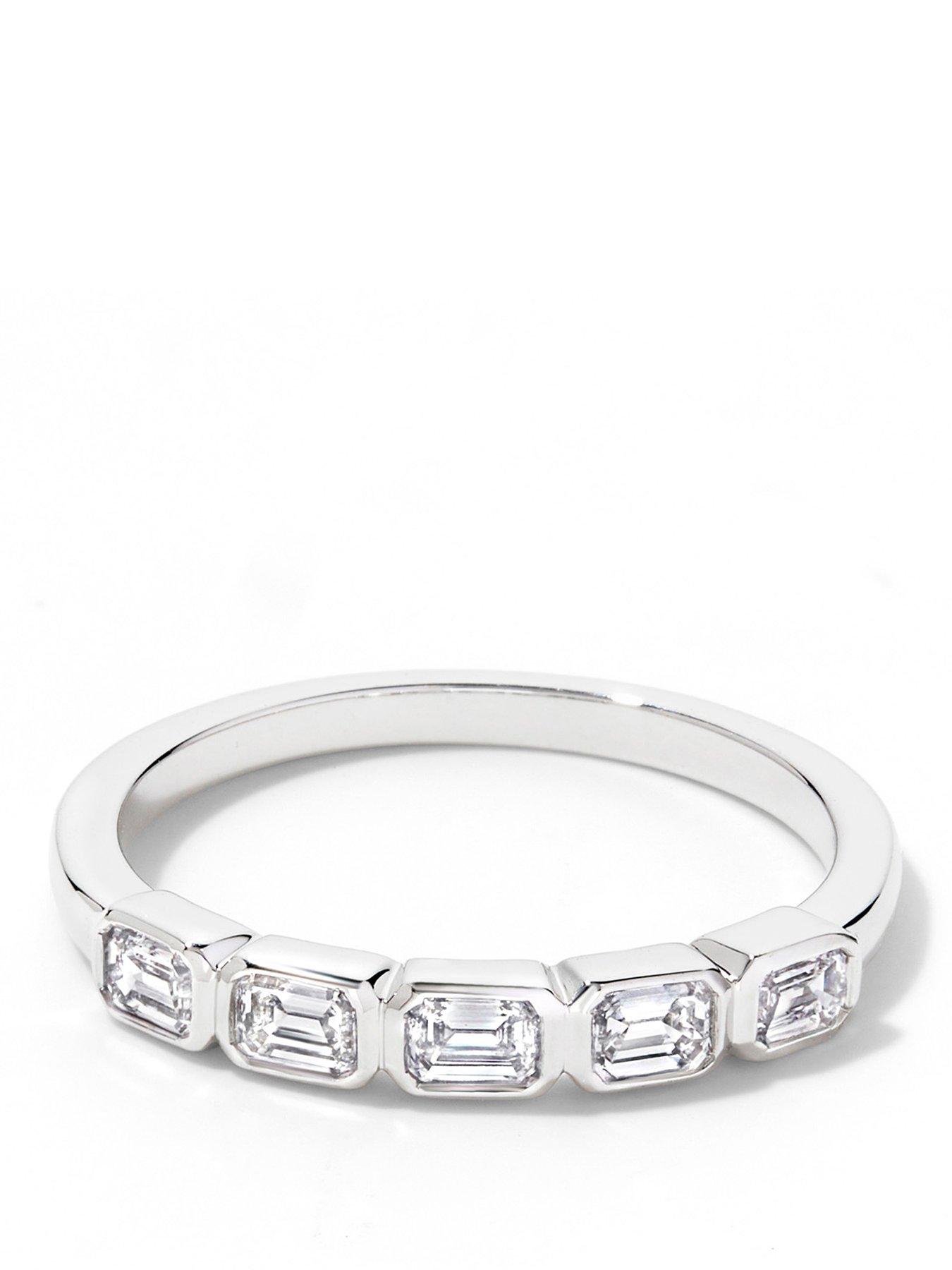 Created Brilliance Beatrix 9ct White Gold 0.53ct tw. Lab Grown Diamond Radiant Cut 5 Stone Band Ring