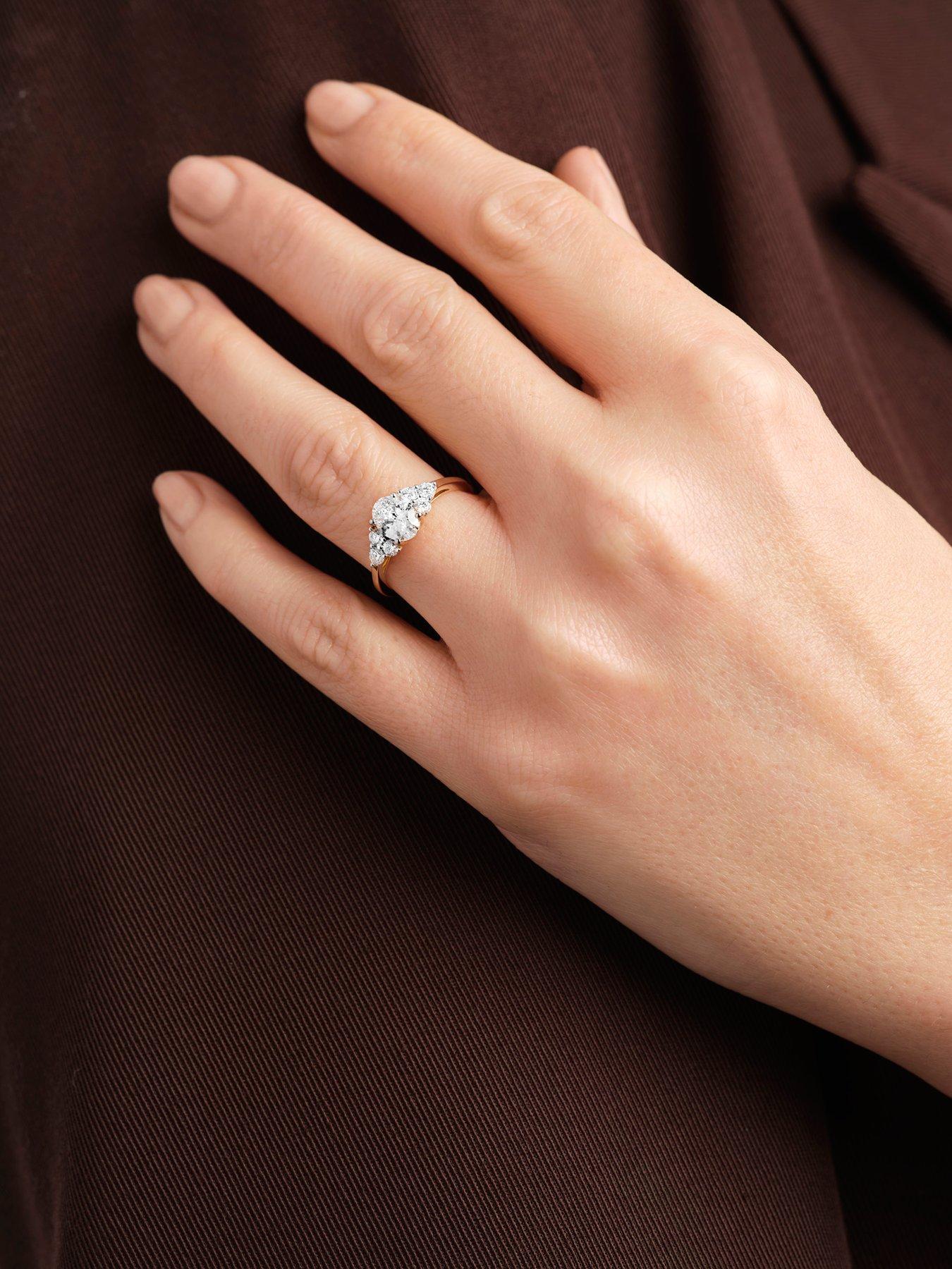 Image 2 of 3 of Created Brilliance Samara 9ct Yellow GoldLab Grown Diamond Oval Cluster Engagement Ring
