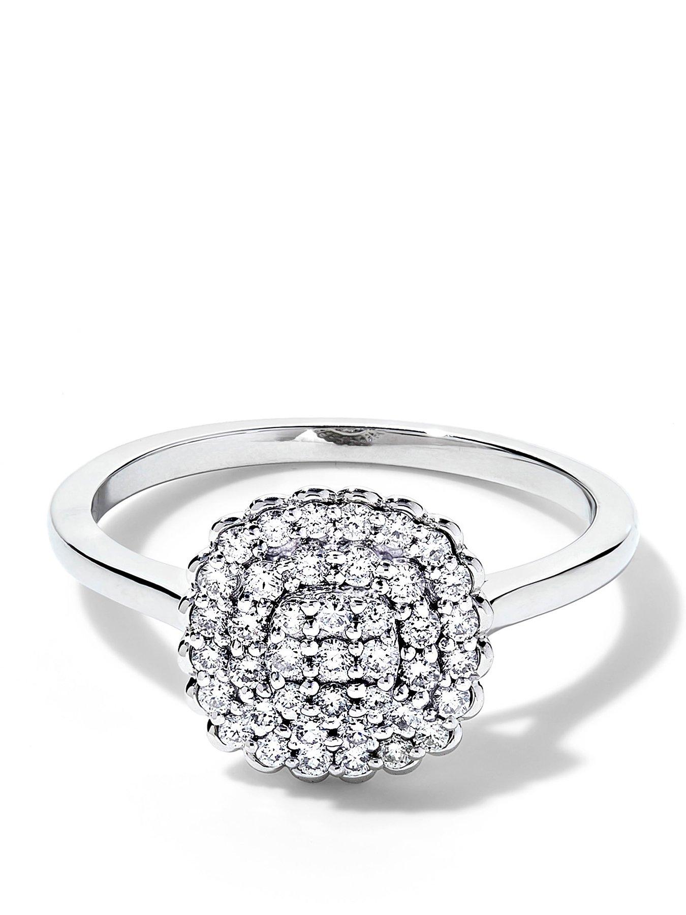 Created Brilliance Naya 9ct White Gold 0.37ct tw. Lab Grown Diamond Cluster Engagement Ring