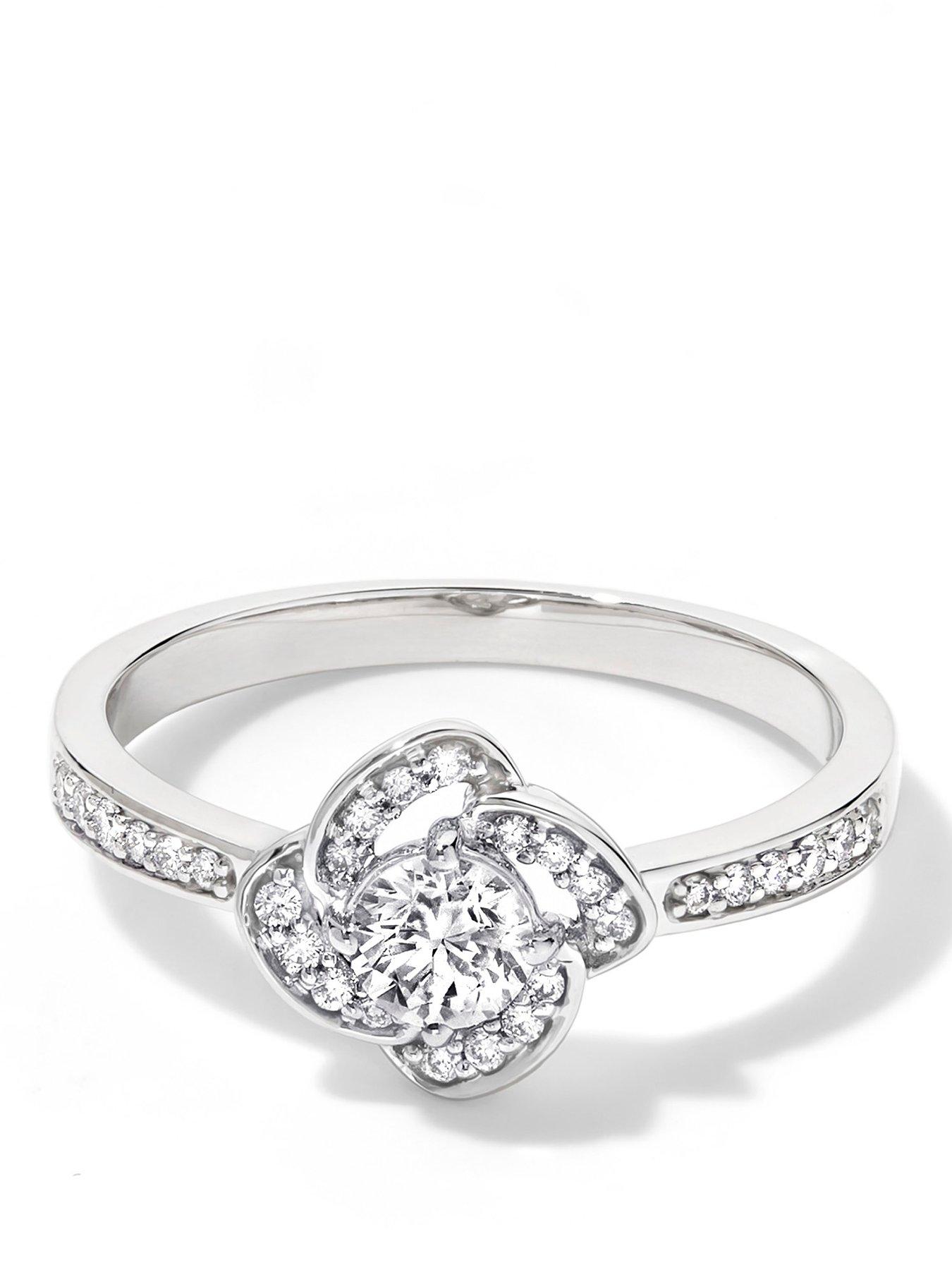Created Brilliance Eliana 9ct White Gold 0.44ct tw. Lab Grown Diamond Halo Engagement Ring